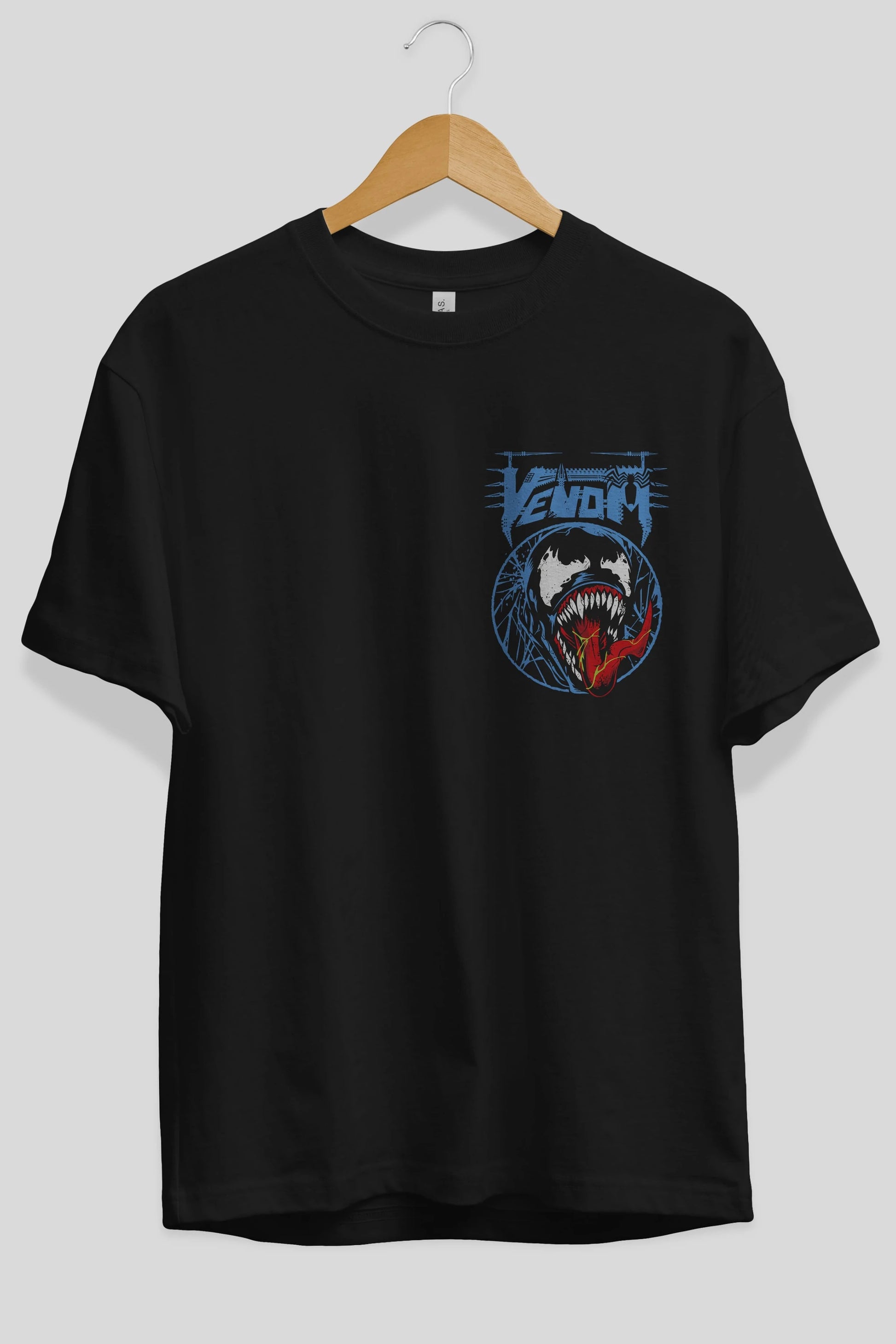Venom (23) Ön Sol Baskılı Oversize t-shirt Erkek Kadın Unisex %100 Pamuk Bisiklet Yaka tişort