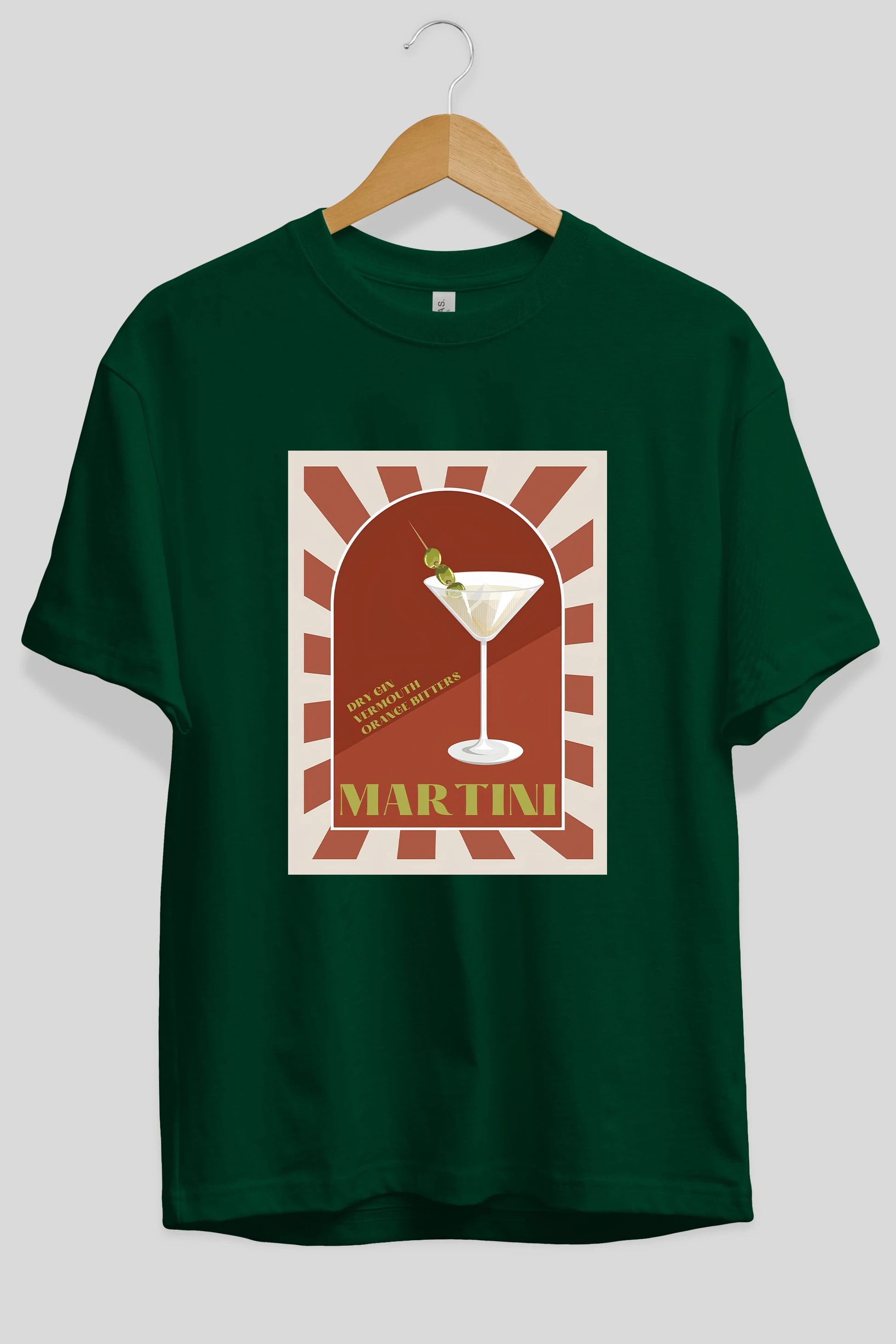 Martini 2 Ön Baskılı Oversize t-shirt Erkek Kadın Unisex %100 Pamuk Bisiklet Yaka tişort