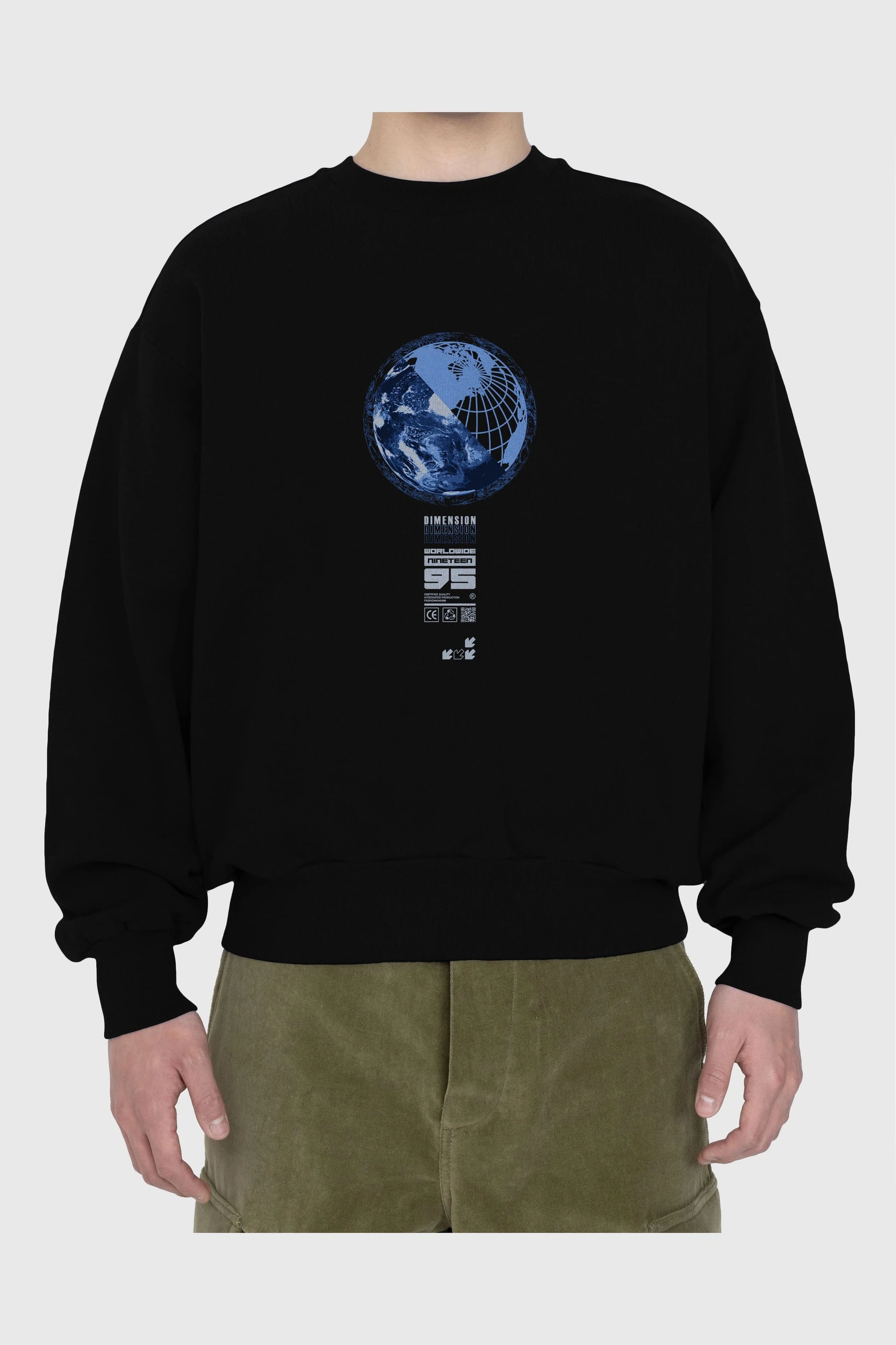 Dimension 95 Ön Baskılı Oversize Sweatshirt Erkek Kadın Unisex
