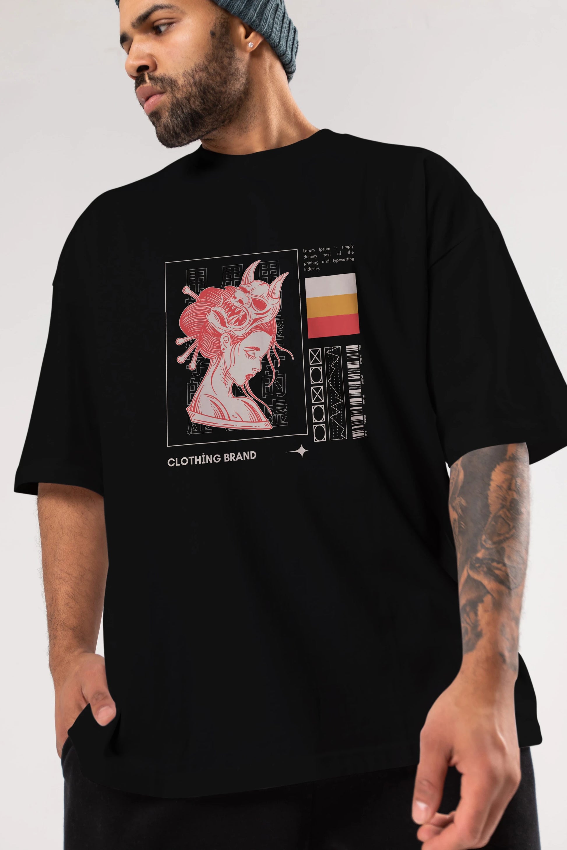 Hipster Japanese Style 2 Ön Baskılı Oversize t-shirt Erkek Kadın Unisex