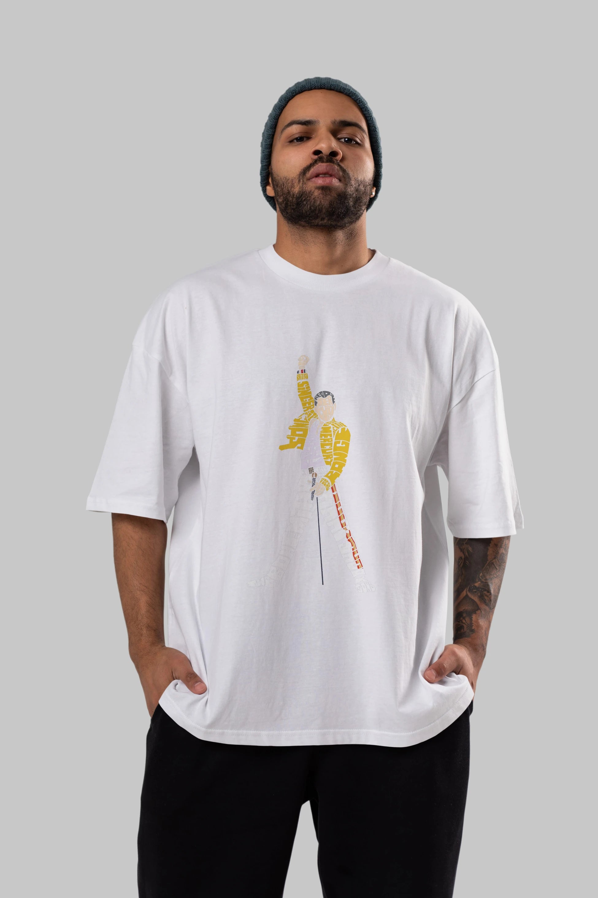Freddy Mercury Ön Baskılı Oversize t-shirt %100 pamuk Erkek Kadın Unisex