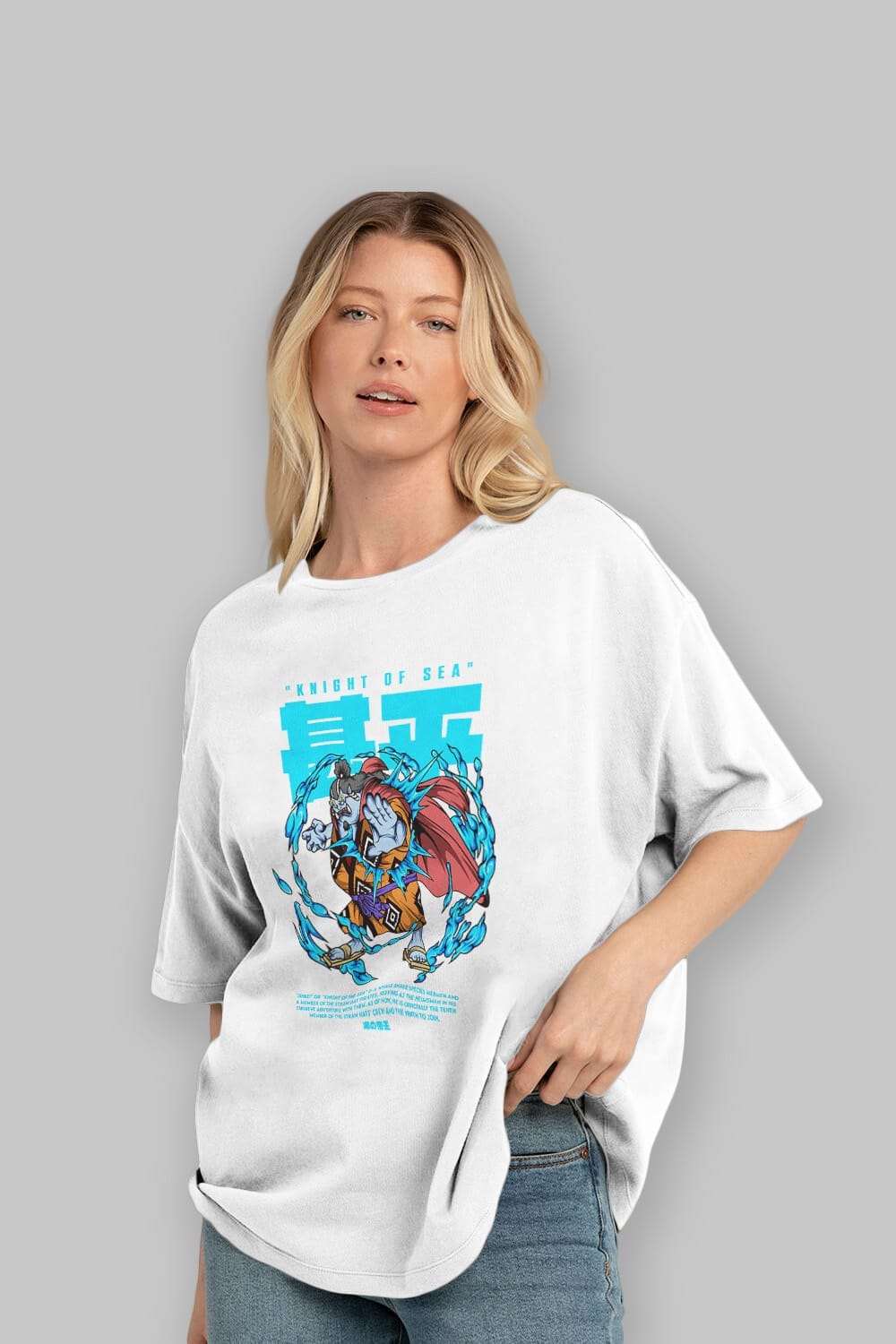 Jinbei Anime Ön Baskılı Oversize t-shirt %100 pamuk Erkek Kadın Unisex
