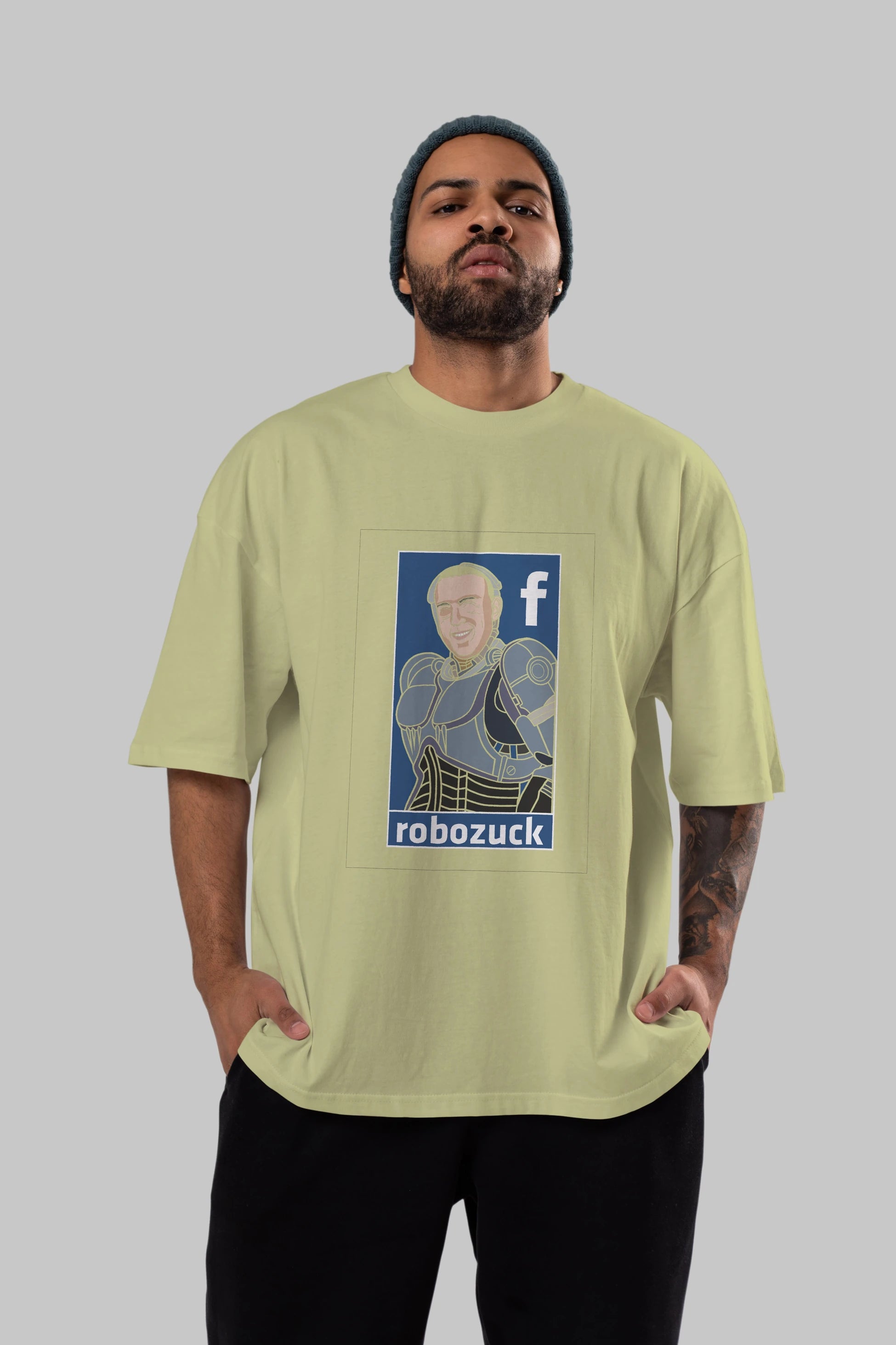 Robozuck Ön Baskılı Oversize t-shirt Erkek Kadın Unisex %100 Pamuk tişort