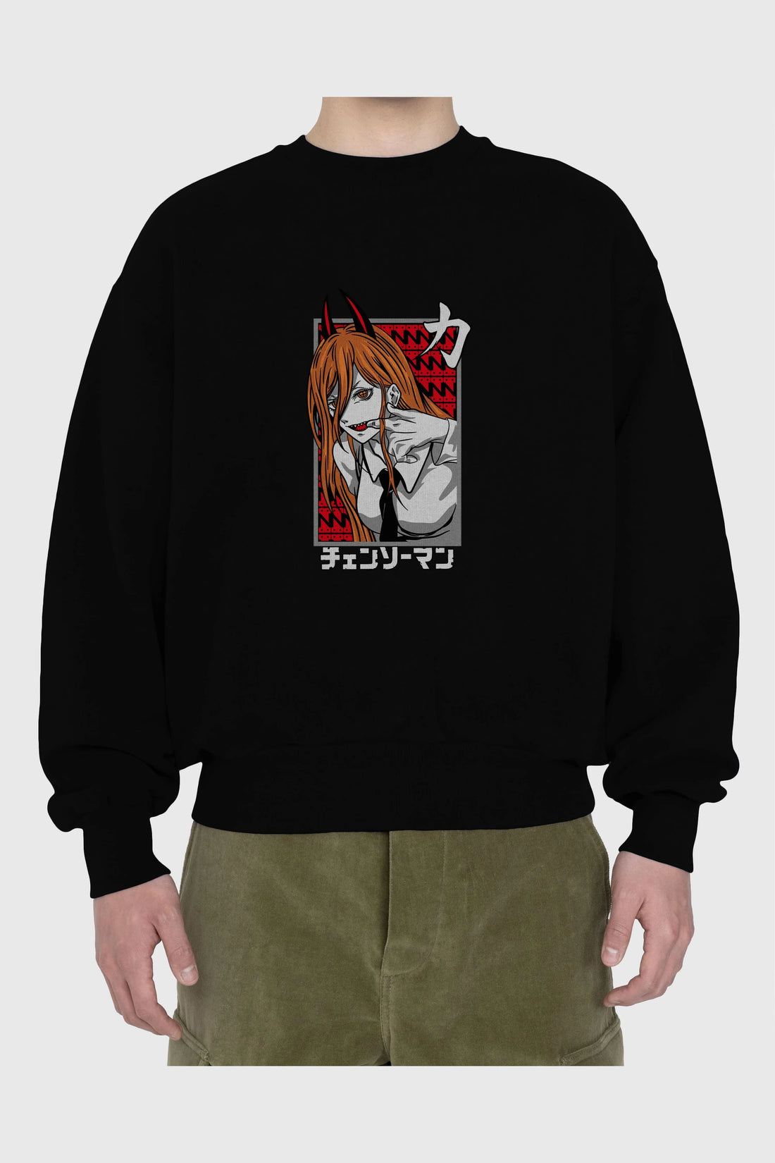 CHAINSAWMAN POWER Anime Ön Baskılı Oversize Sweatshirt Erkek Kadın Unisex