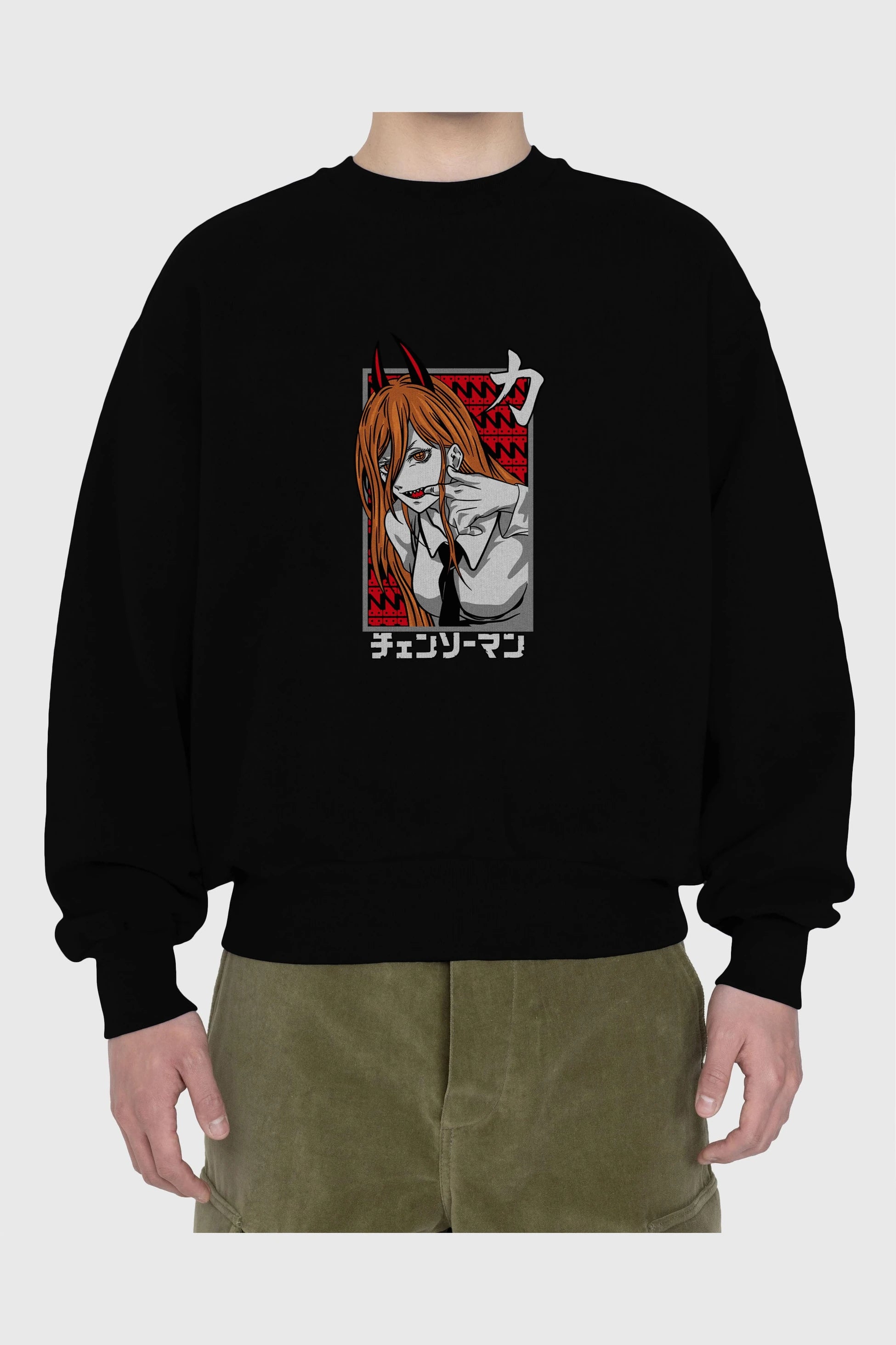 CHAINSAWMAN POWER Anime Ön Baskılı Oversize Sweatshirt Erkek Kadın Unisex