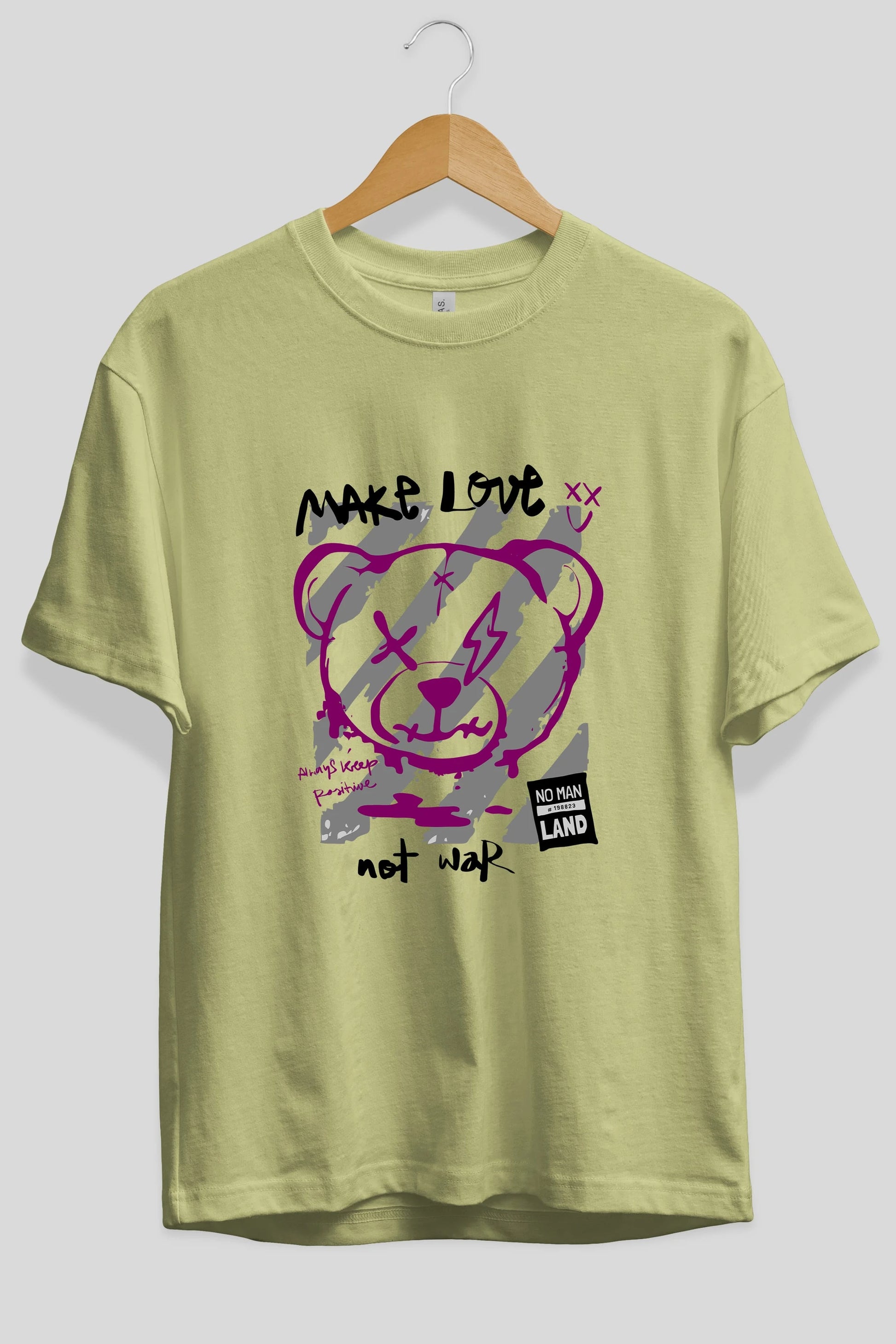 Make Love Bear Ön Baskılı Oversize t-shirt Erkek Kadın Unisex