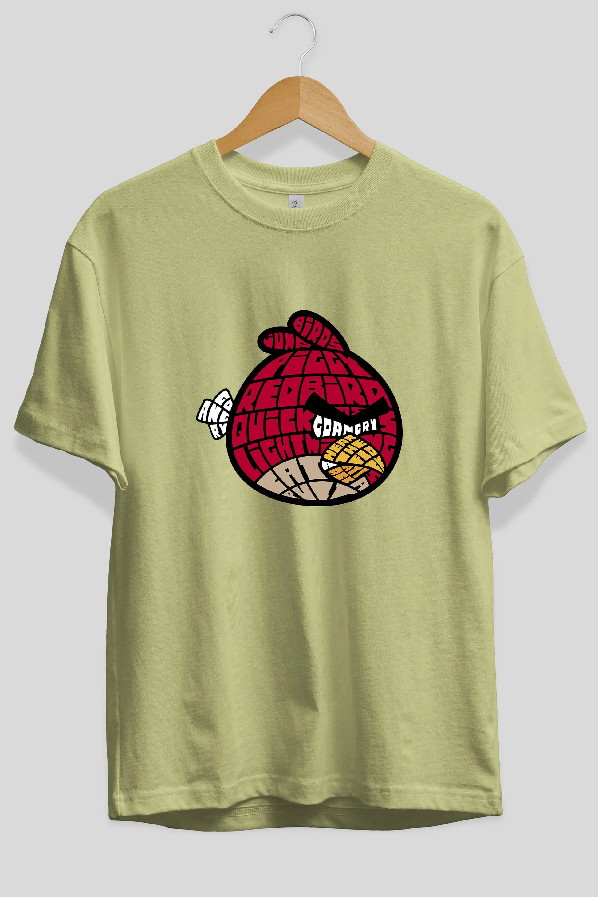 Bird With Anger Ön Baskılı Oversize t-shirt %100 pamuk Erkek Kadın Unisex