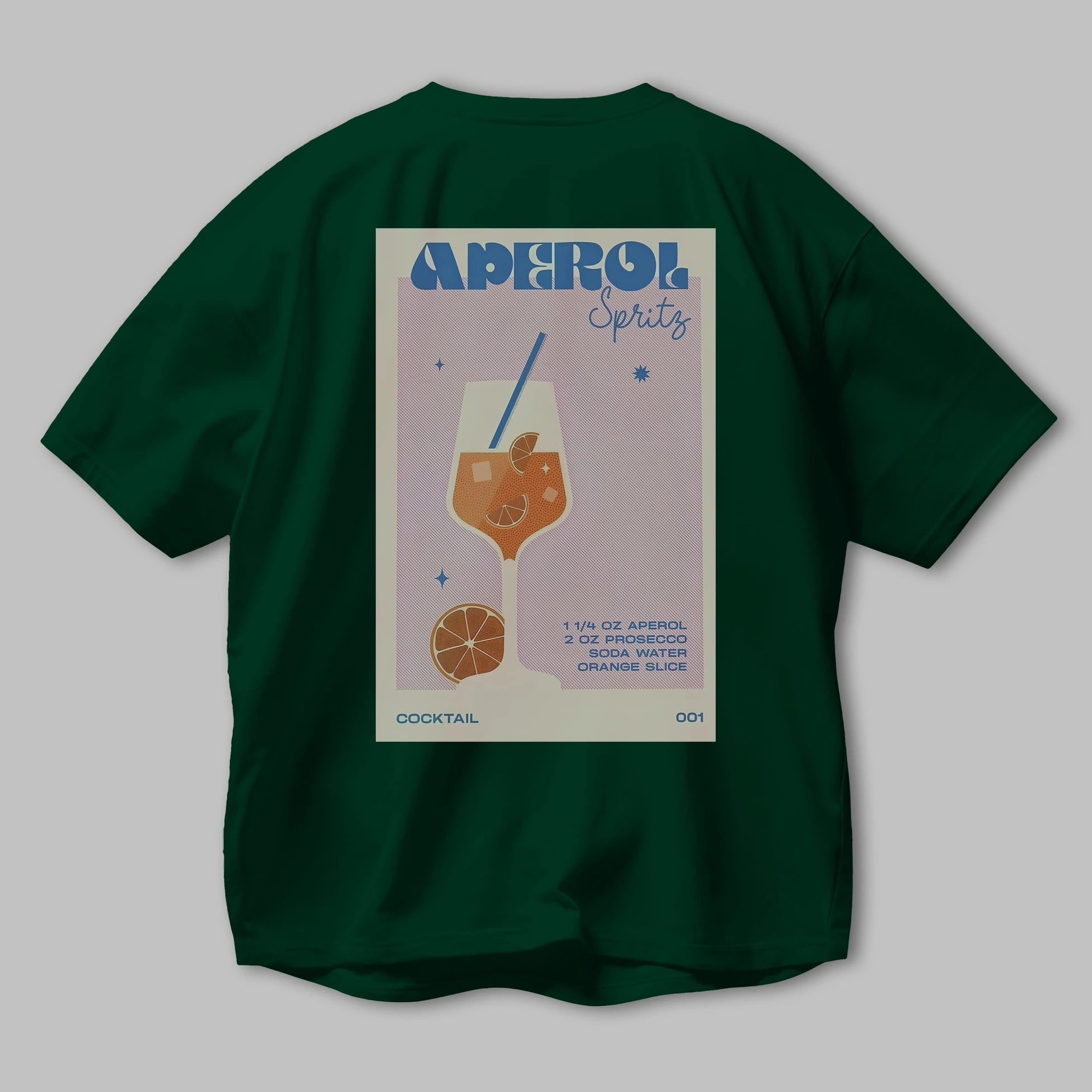 Aperol Spritz Arka Baskılı Oversize t-shirt Erkek Kadın Unisex %100 Pamuk Bisiklet Yaka tişort