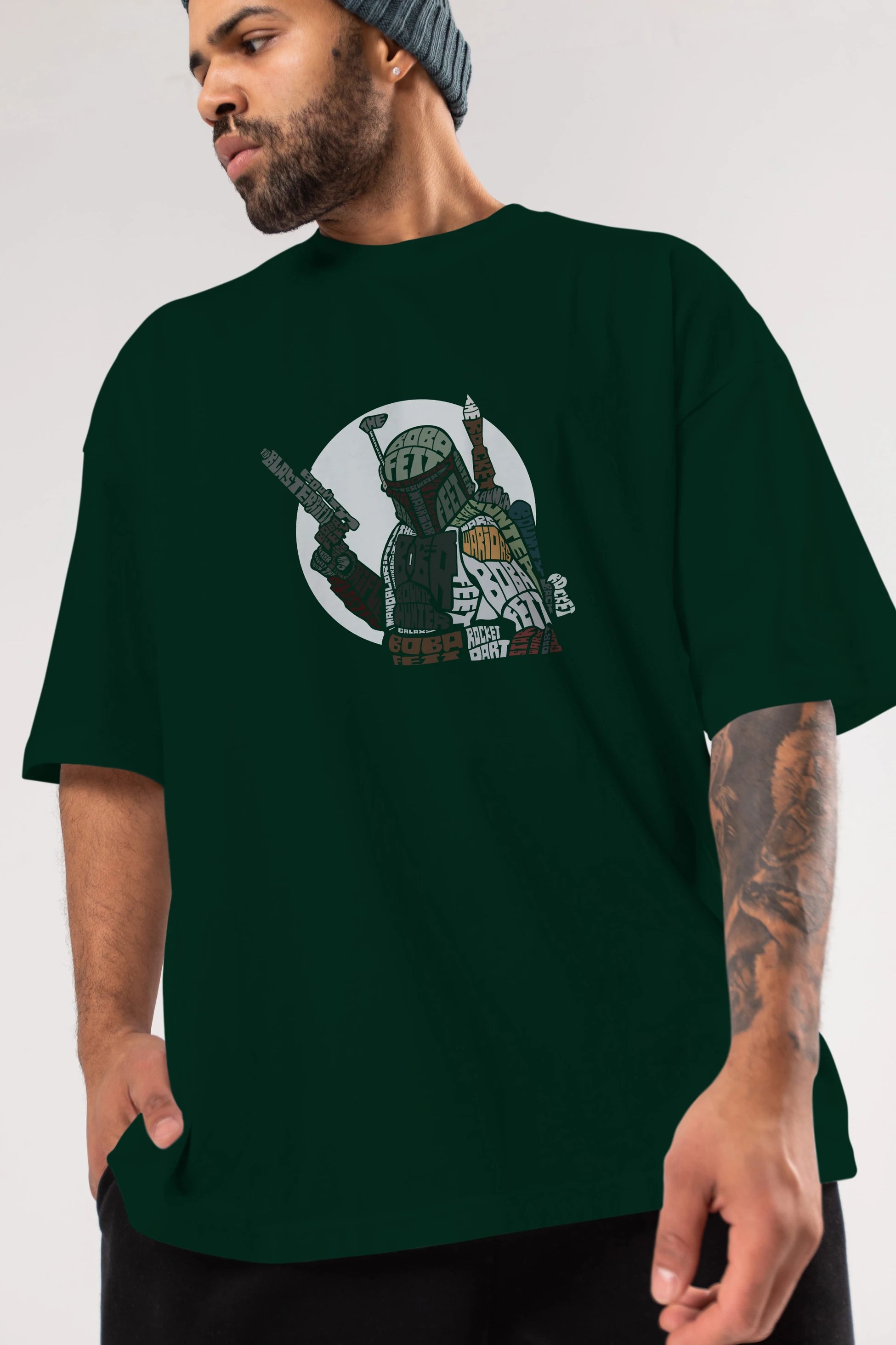 Boba Fett Ön Baskılı Oversize t-shirt %100 pamuk Erkek Kadın Unisex