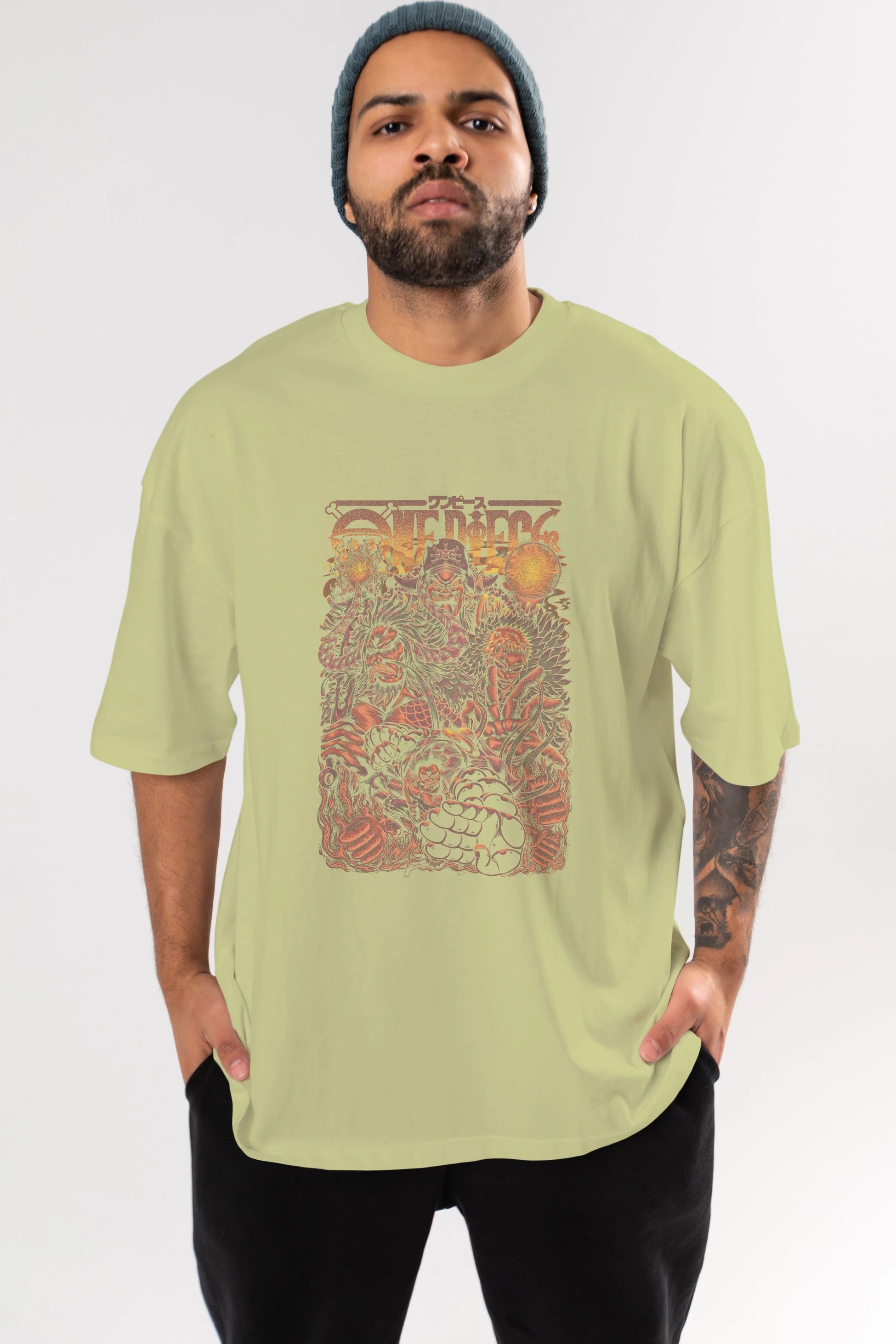 ONE PIECE Anime Ön Baskılı Oversize t-shirt %100 pamuk Erkek Kadın Unisex