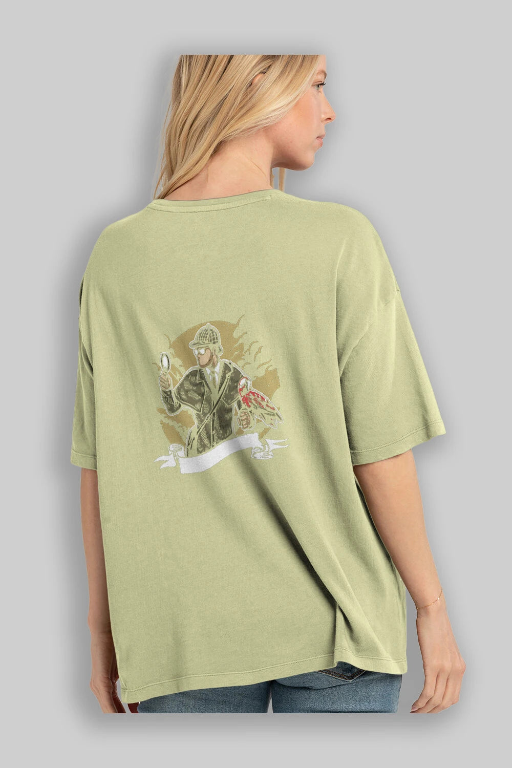 Sherlock Holmes Arka Baskılı Oversize t-shirt Erkek Kadın Unisex %100 Pamuk