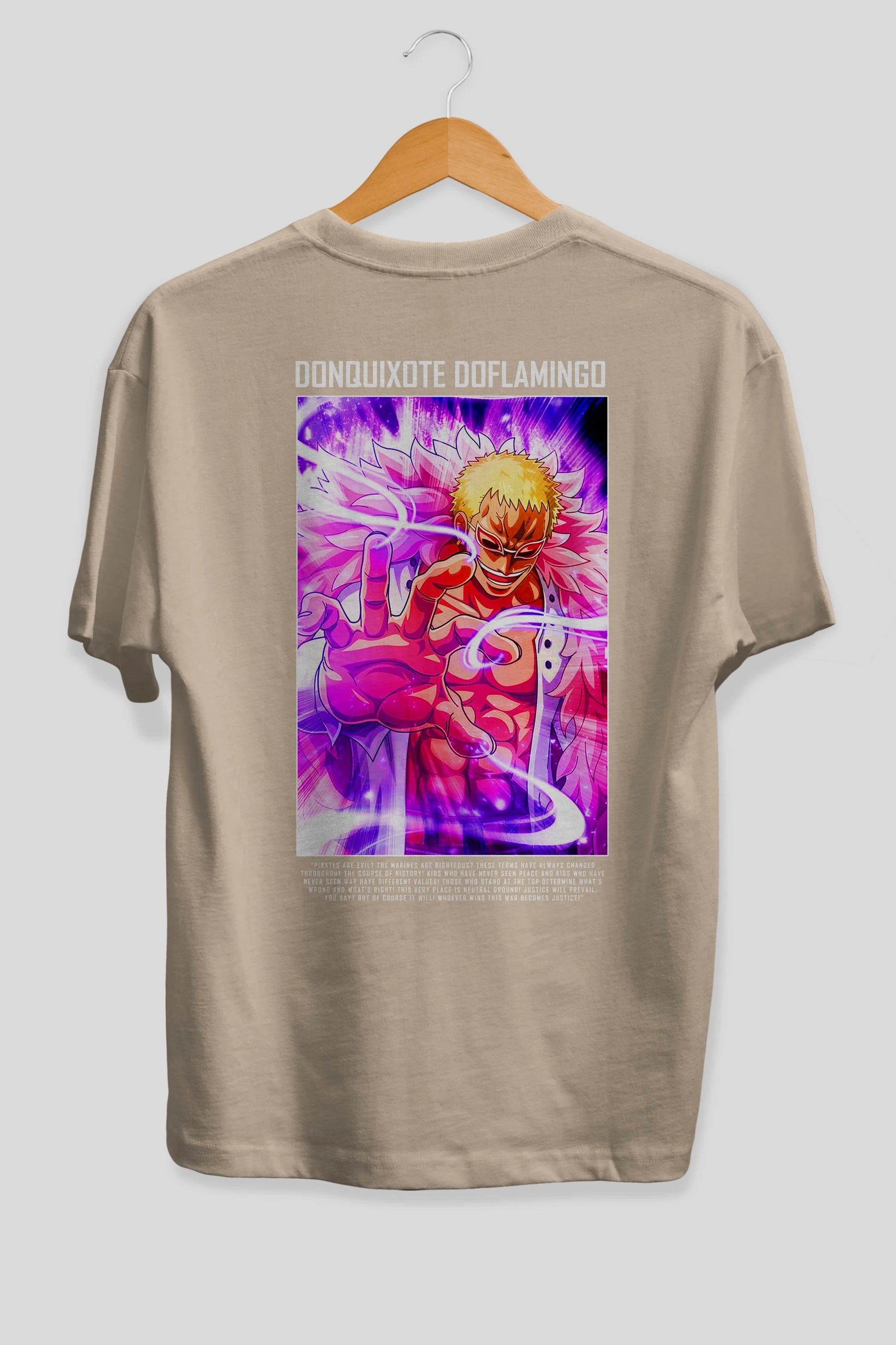 Doflamingo Anime Arka Baskılı Oversize t-shirt Erkek Kadın Unisex %100 pamuk tişort