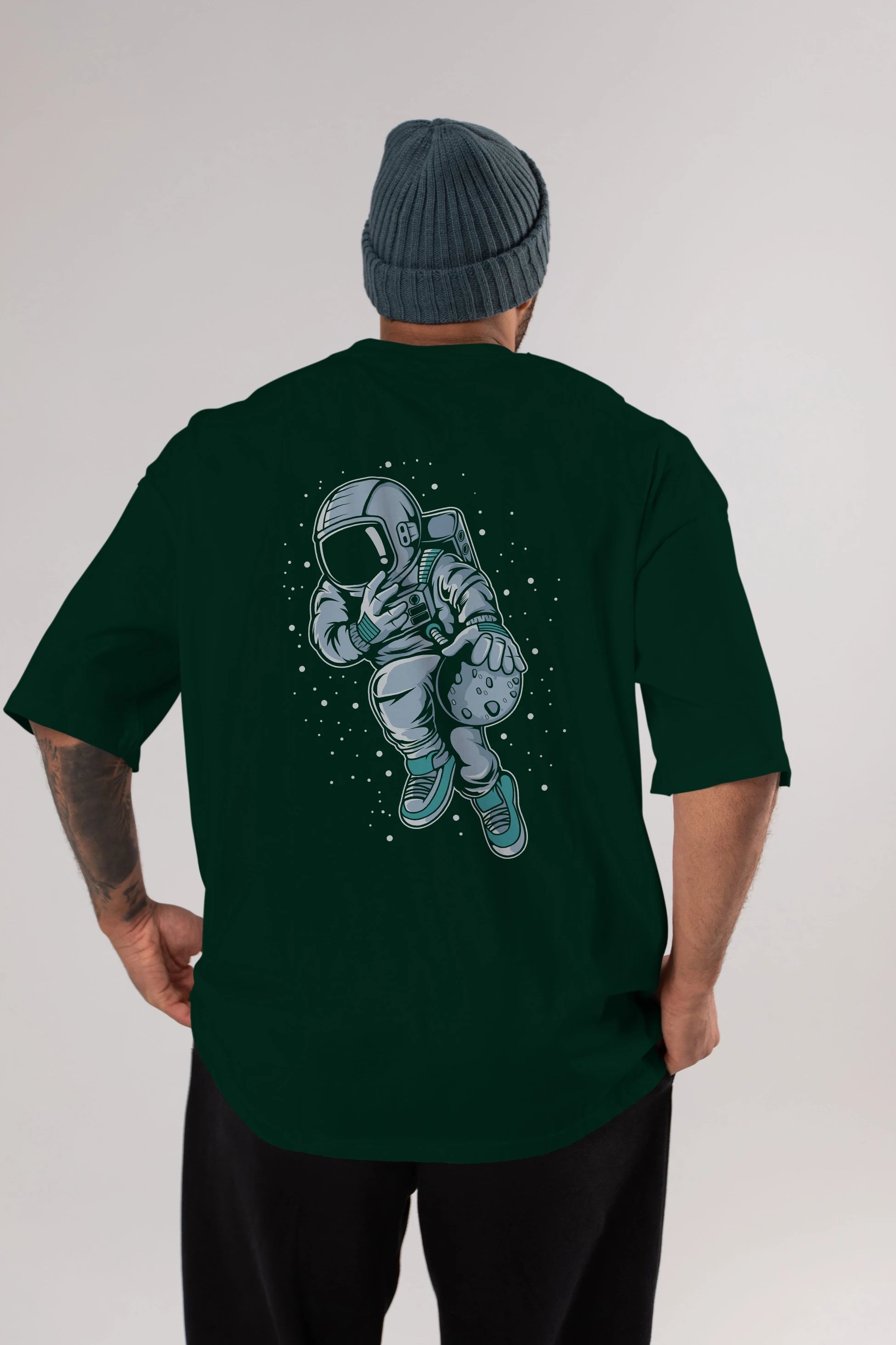 Astronaut Basketball (2) Arka Baskılı Oversize t-shirt Erkek Kadın Unisex