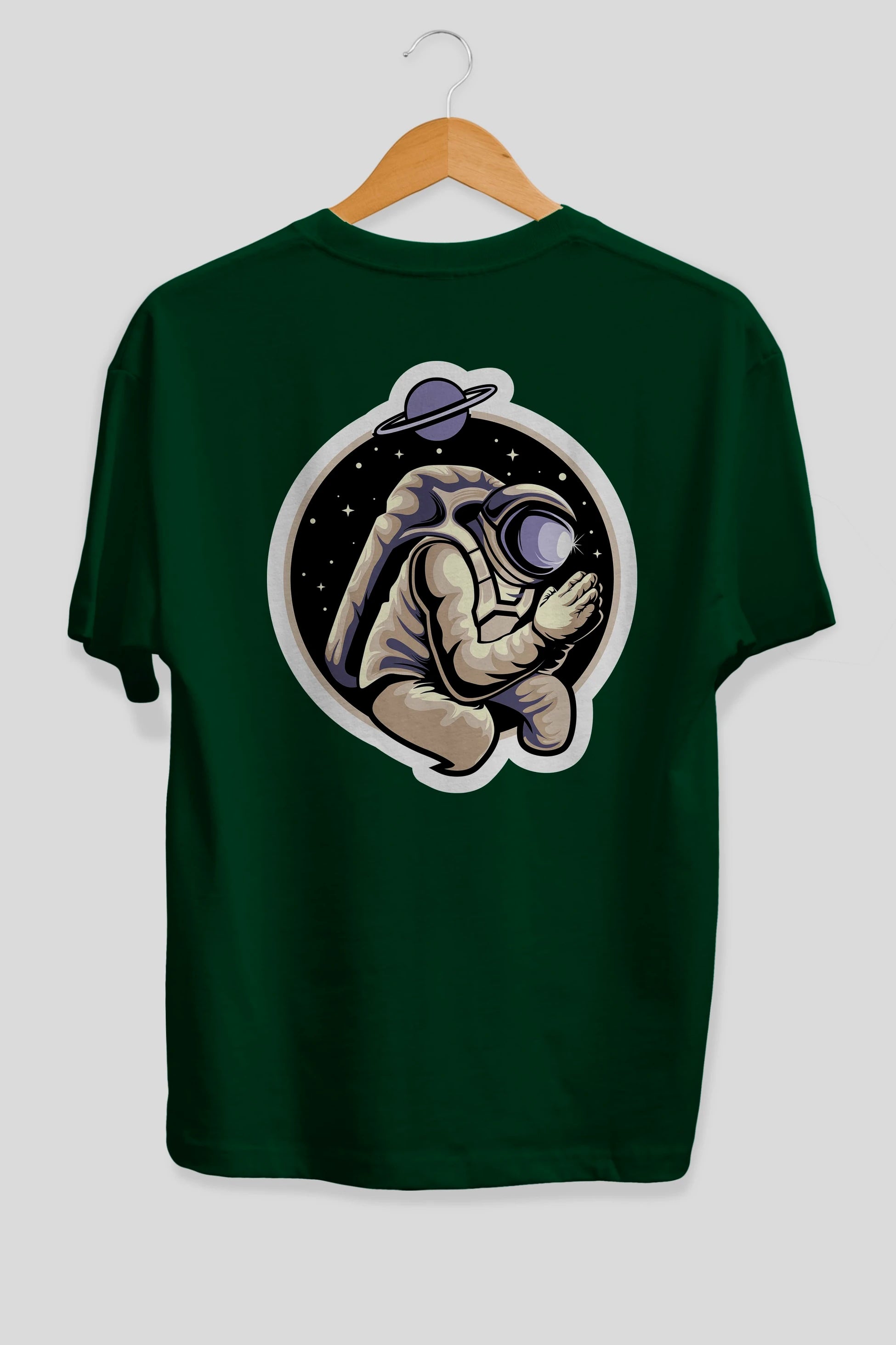 Astronaut Praying Sticker Arka Baskılı Oversize t-shirt Erkek Kadın Unisex