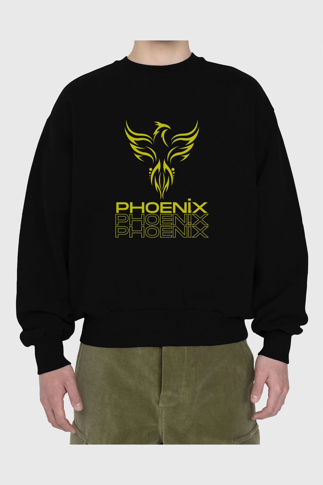 Phoenix Yazılı Ön Baskılı Oversize Sweatshirt Erkek Kadın Unisex