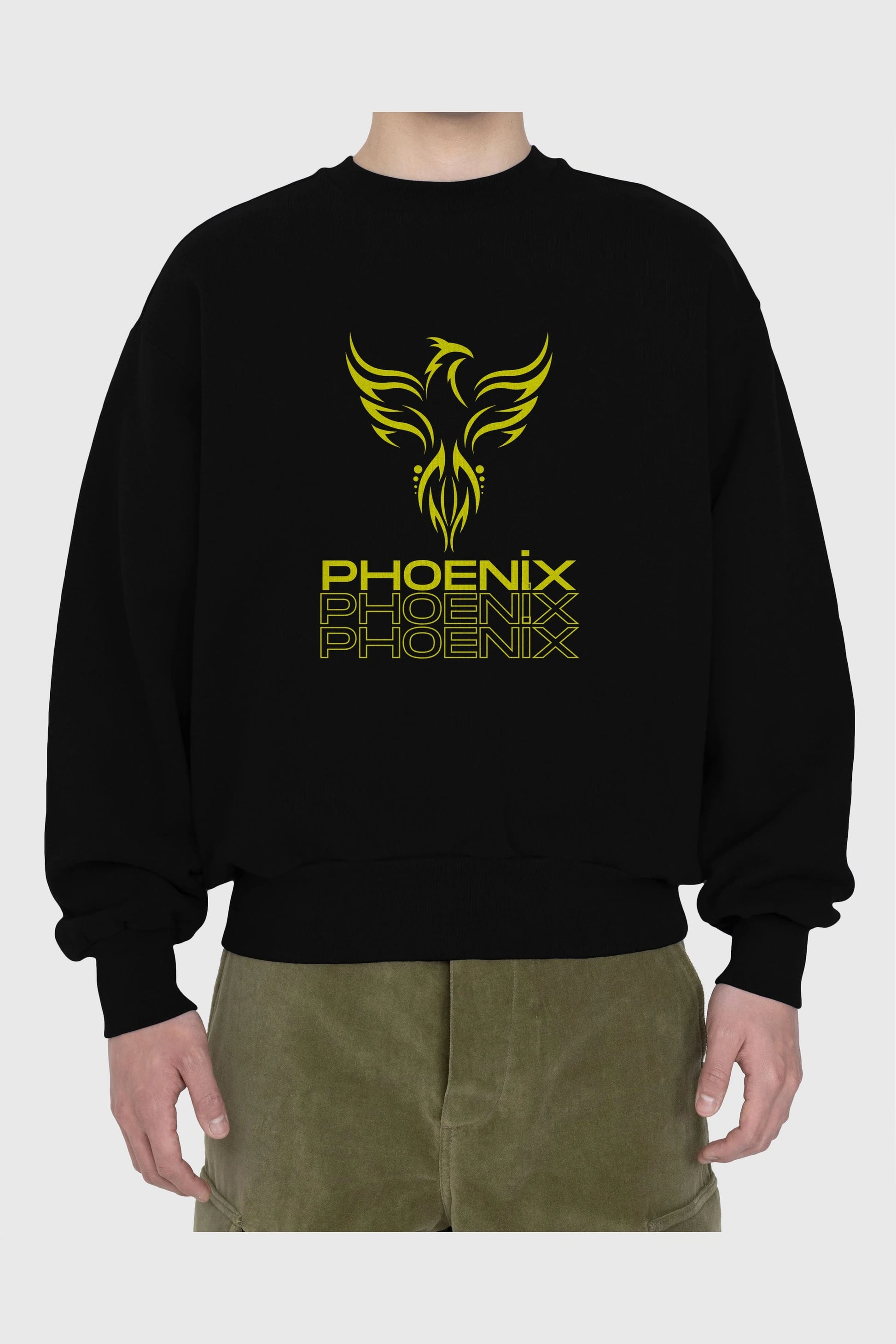 Phoenix Yazılı Ön Baskılı Oversize Sweatshirt Erkek Kadın Unisex