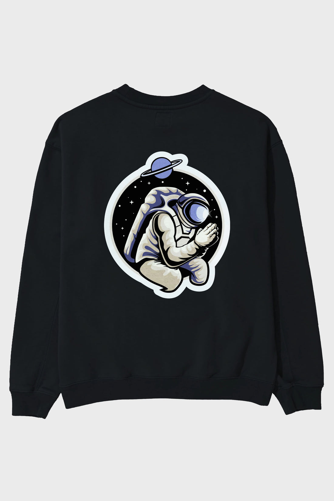 Astronaut Praying Sticker Arka Baskılı Oversize Sweatshirt Erkek Kadın Unisex