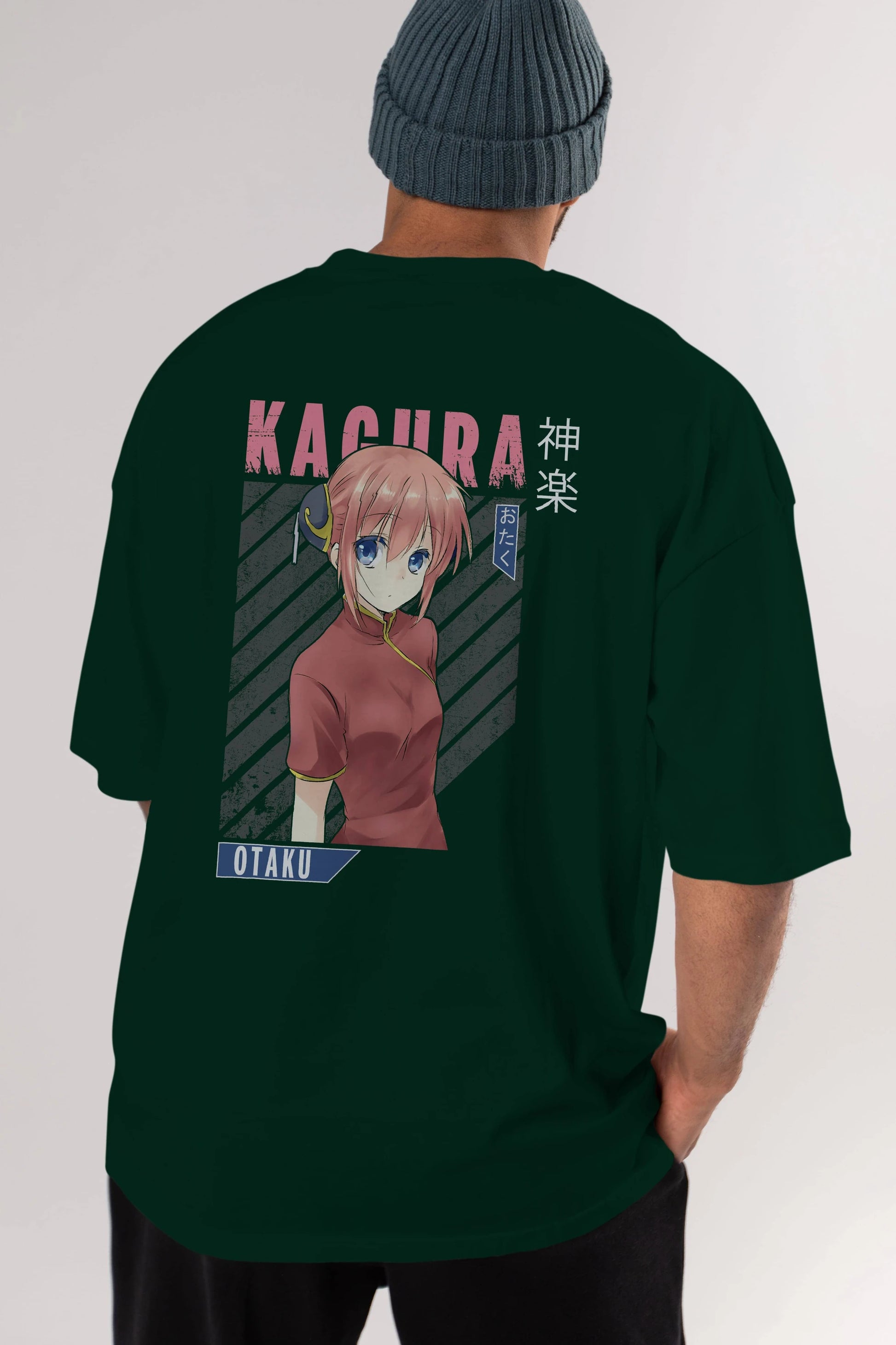 Kagura GINTAMA Anime Arka Baskılı Oversize t-shirt Erkek Kadın Unisex