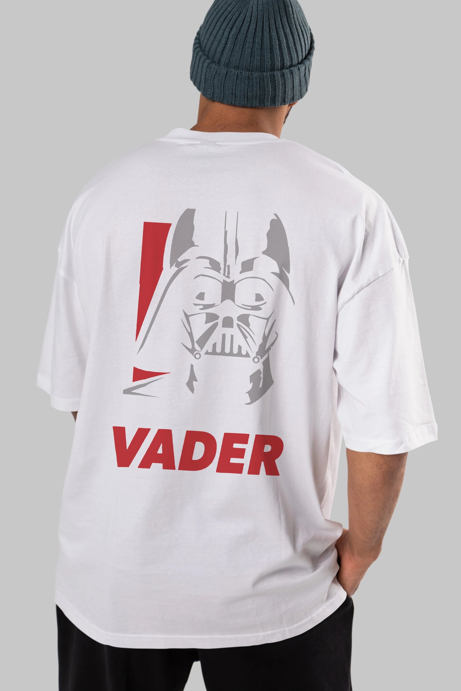 Darth Vader Arka Baskılı Oversize t-shirt Erkek Kadın Unisex %100 Pamuk Bisiklet Yaka tişort