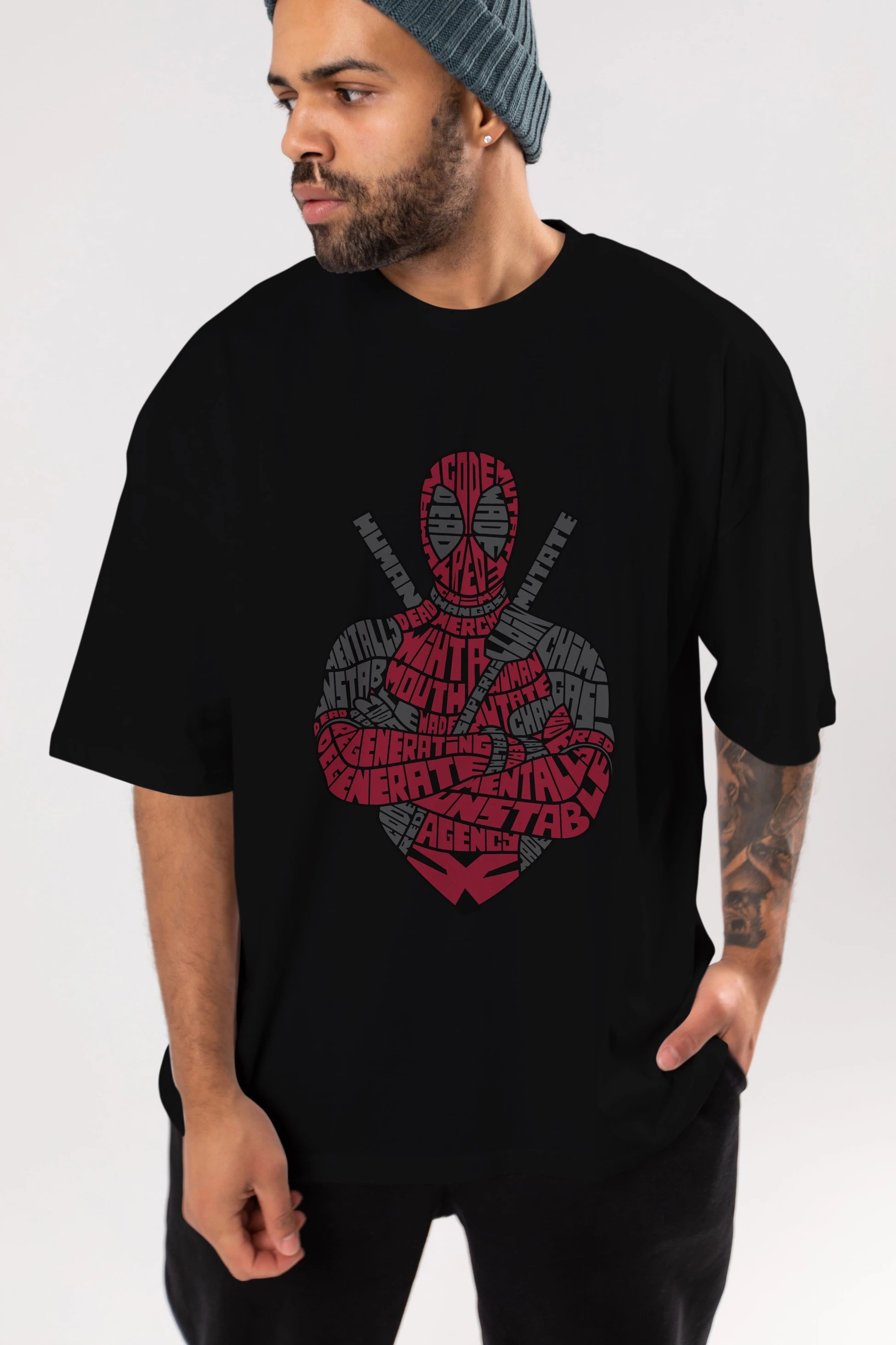 Dead Red Ön Baskılı Oversize t-shirt %100 pamuk Erkek Kadın Unisex
