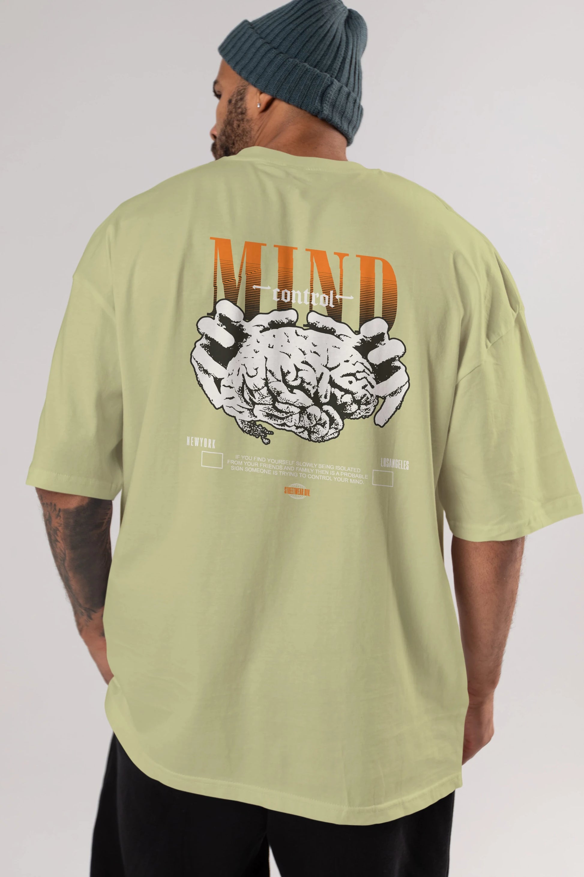 Mind Control Arka Baskılı Oversize t-shirt Erkek Kadın Unisex