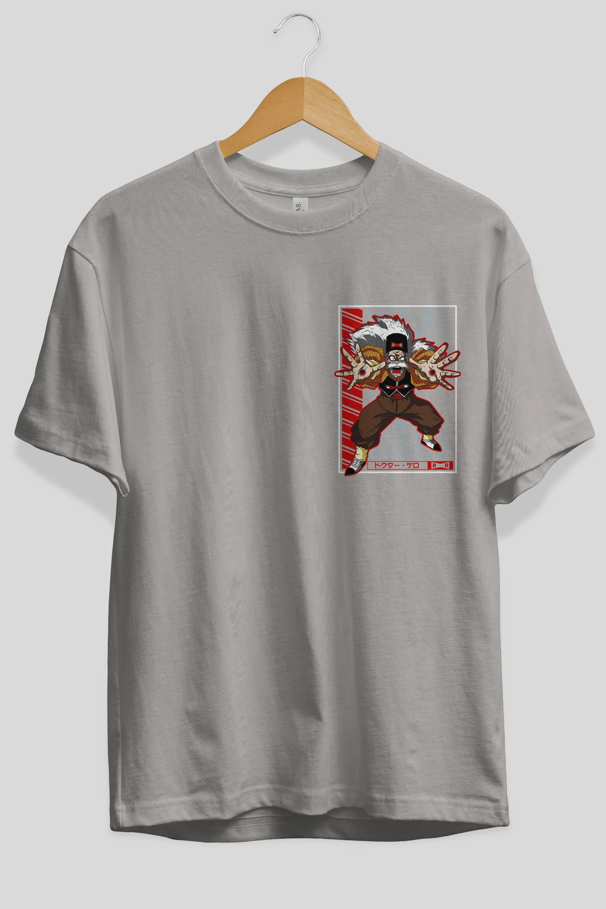 DragonBall DrMakigero Ön Sol Baskılı Oversize t-shirt Erkek Kadın Unisex %100 Pamuk Bisiklet Yaka tişort