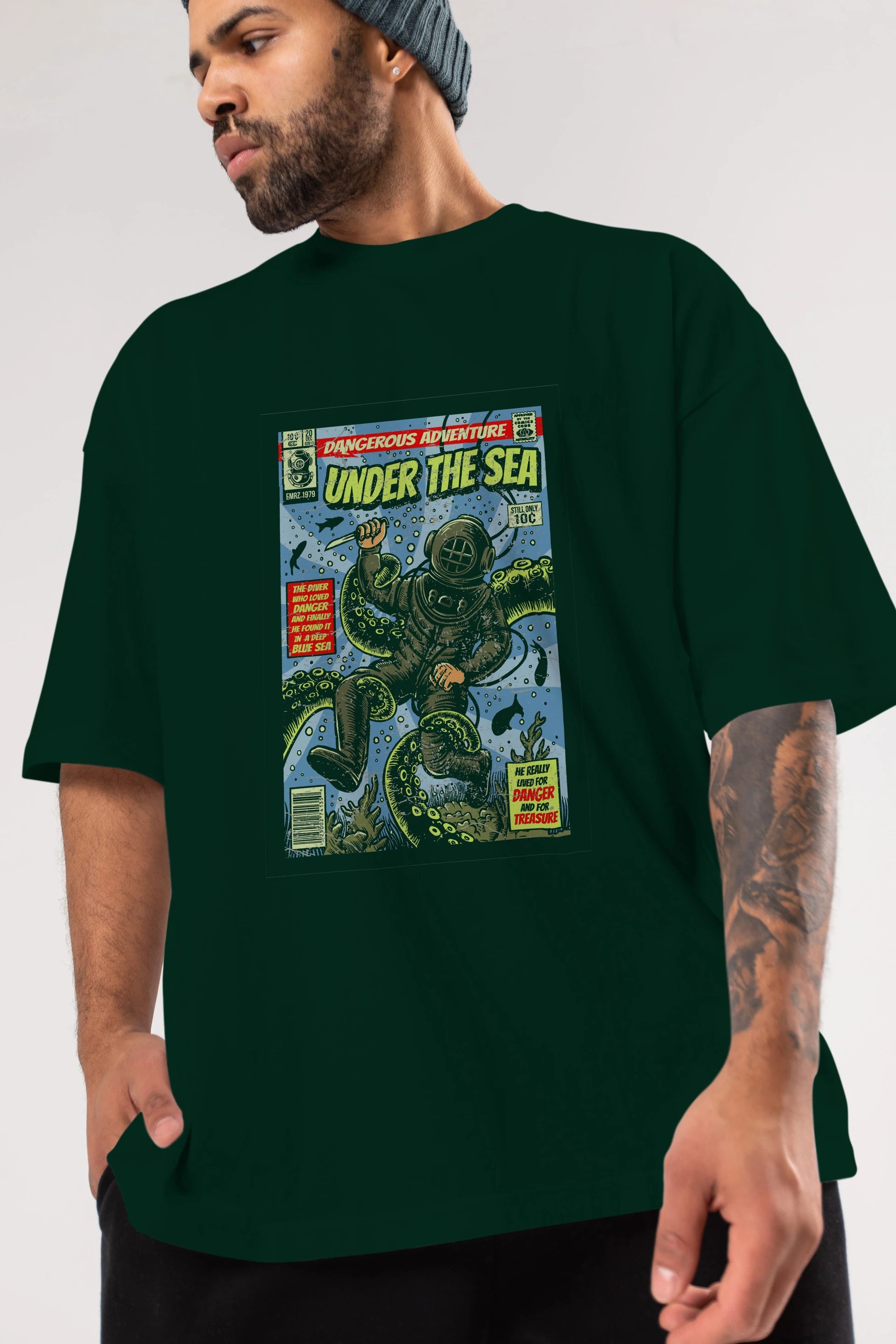 Under The Sea Ön Baskılı Oversize t-shirt Erkek Kadın Unisex %100 Pamuk tişort