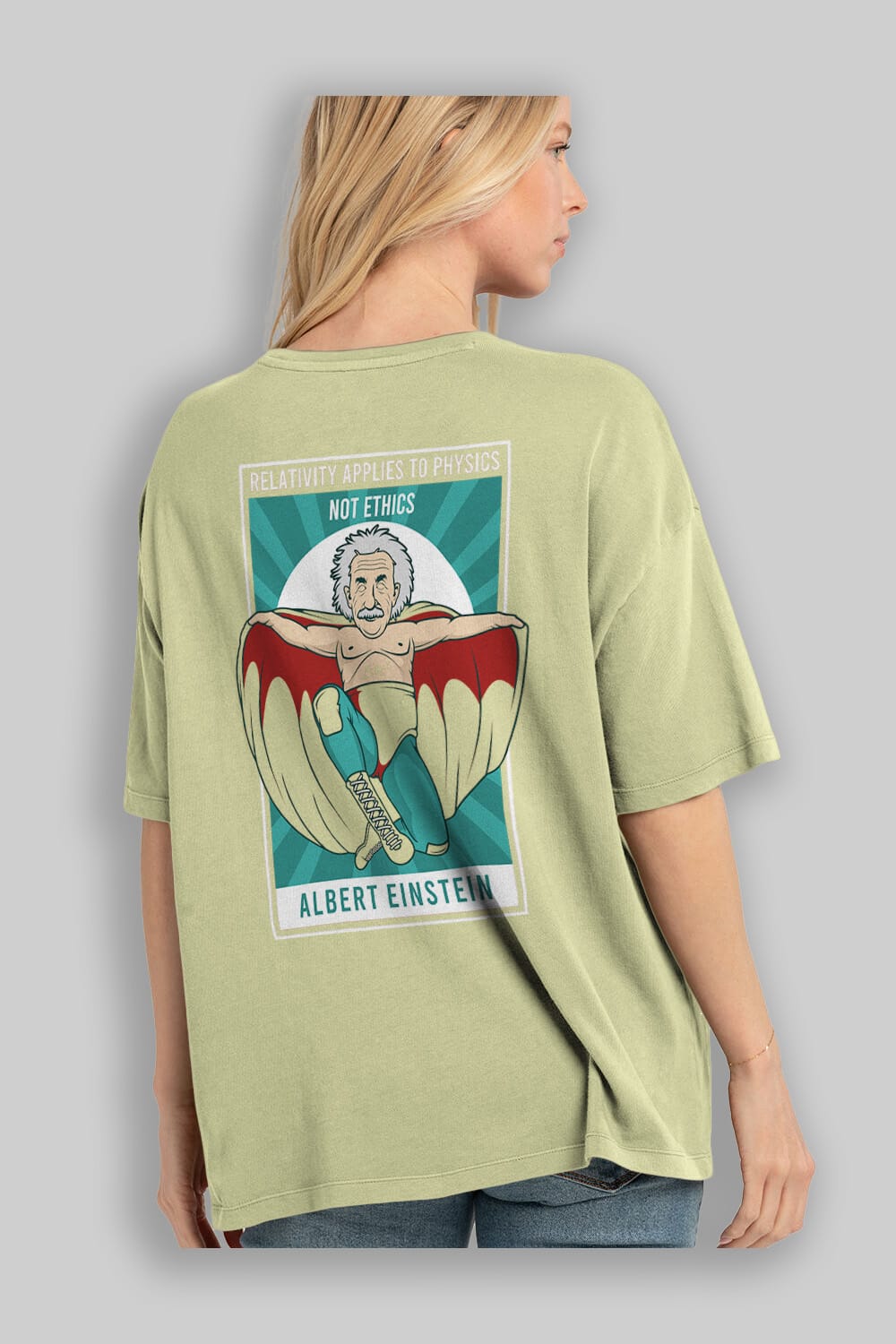 Nacho Libre Einstein Arka Baskılı Oversize t-shirt Erkek Kadın Unisex %100 Pamuk tişort