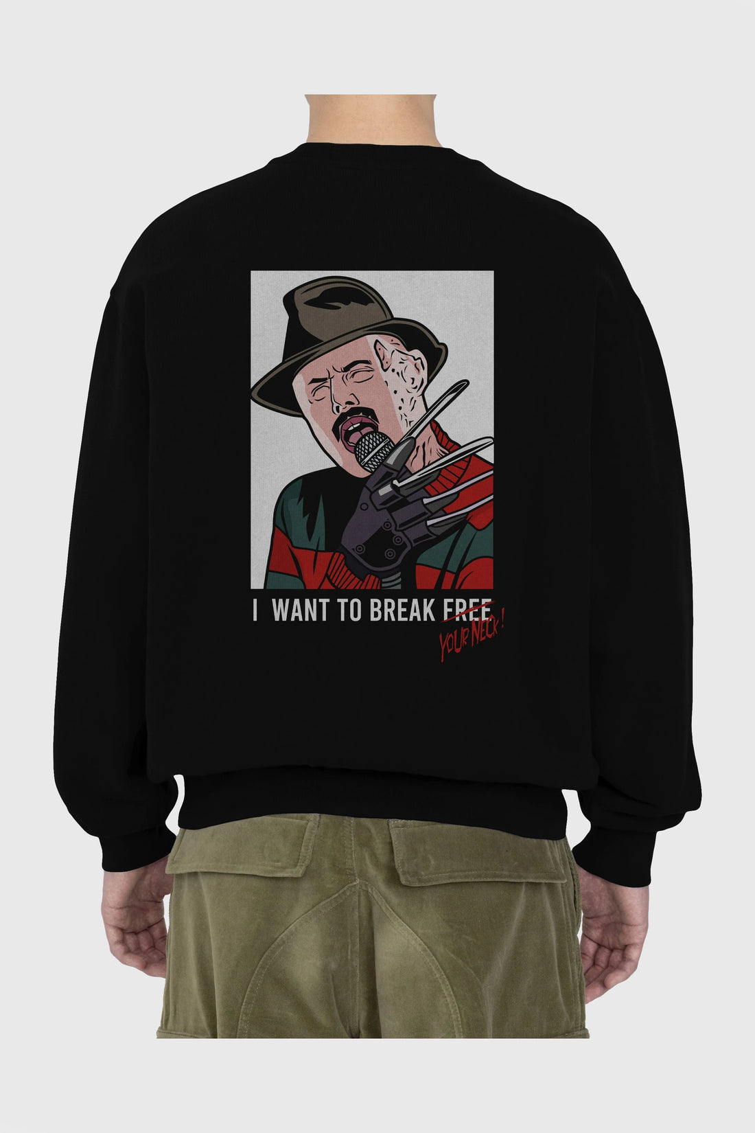 Freddy Merkrueger Arka Baskılı Oversize Sweatshirt Erkek Kadın Unisex