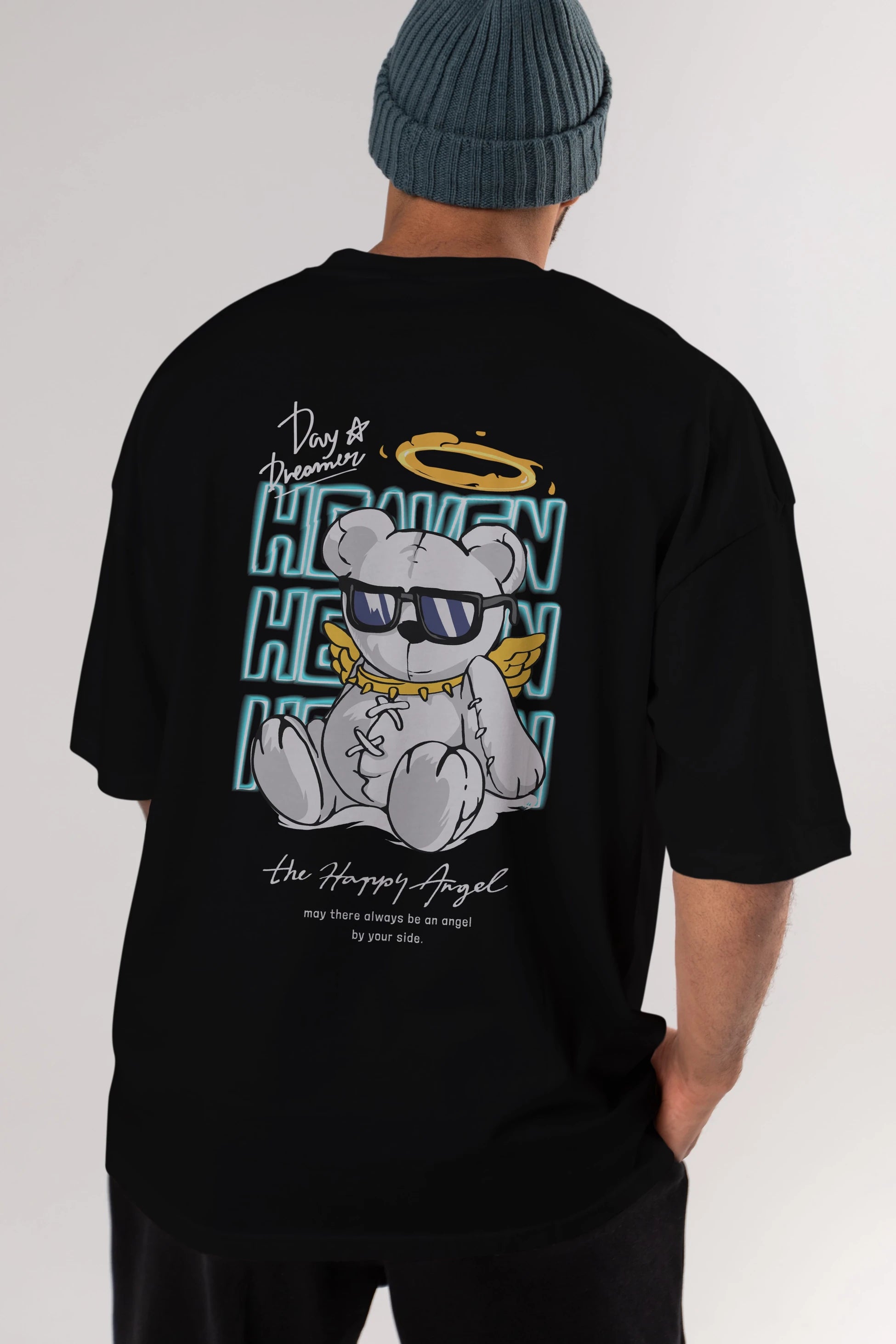 Heaven Bear Arka Baskılı Oversize t-shirt Erkek Kadın Unisex