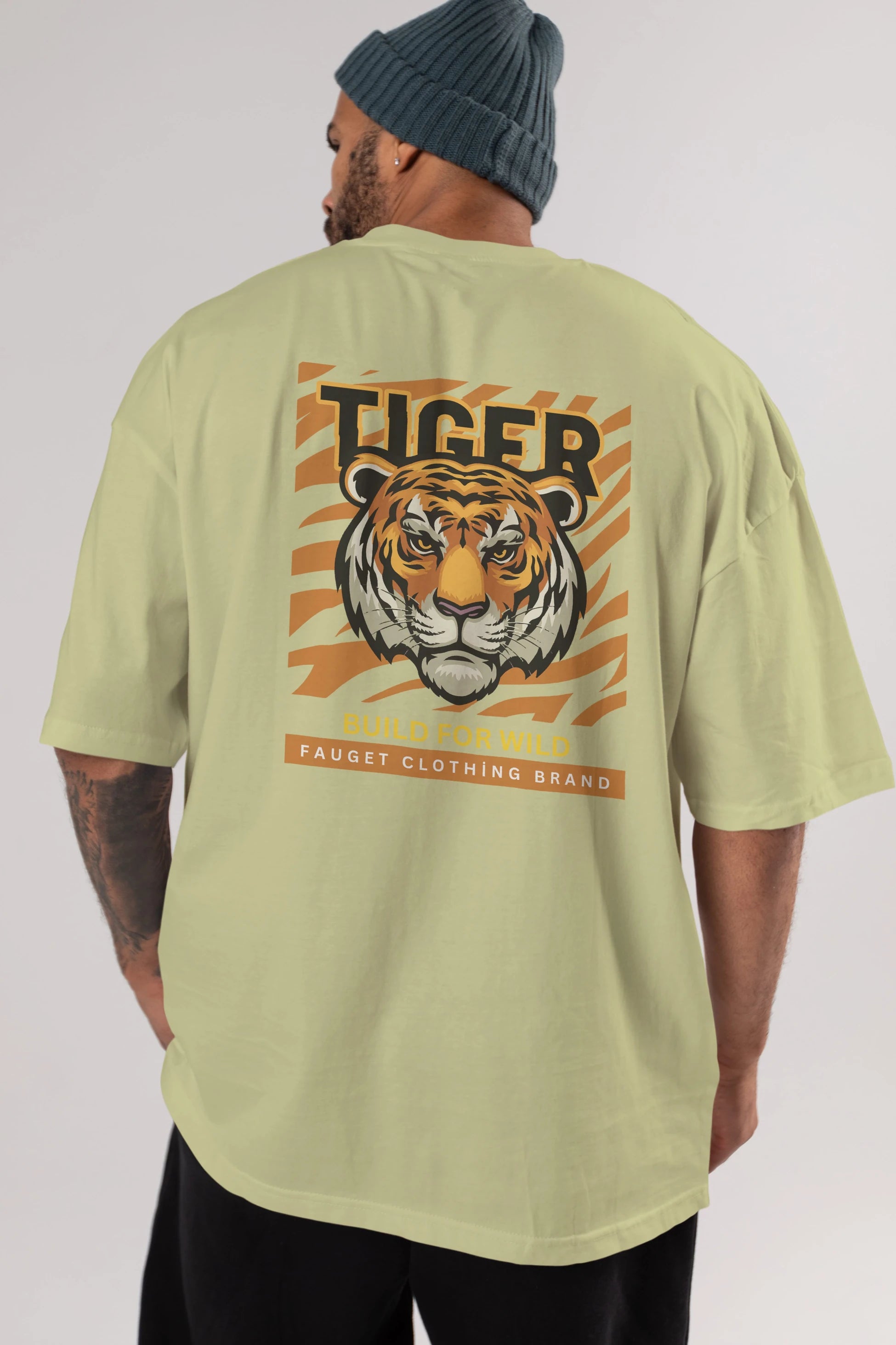 Tiger Arka Baskılı Oversize t-shirt Erkek Kadın Unisex