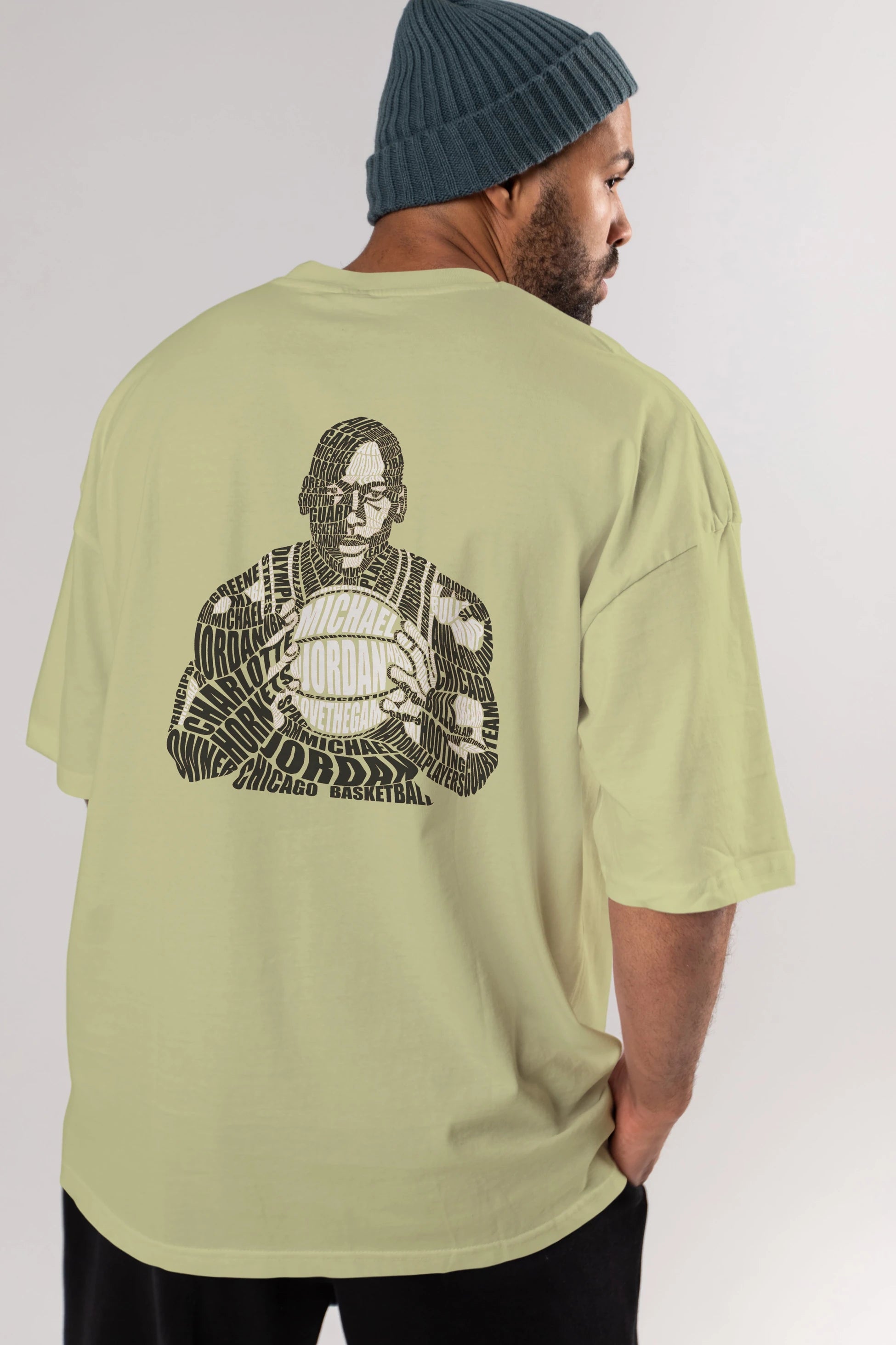 Michael Jordan Calligram Arka Baskılı Oversize t-shirt %100 pamuk Erkek Kadın Unisex