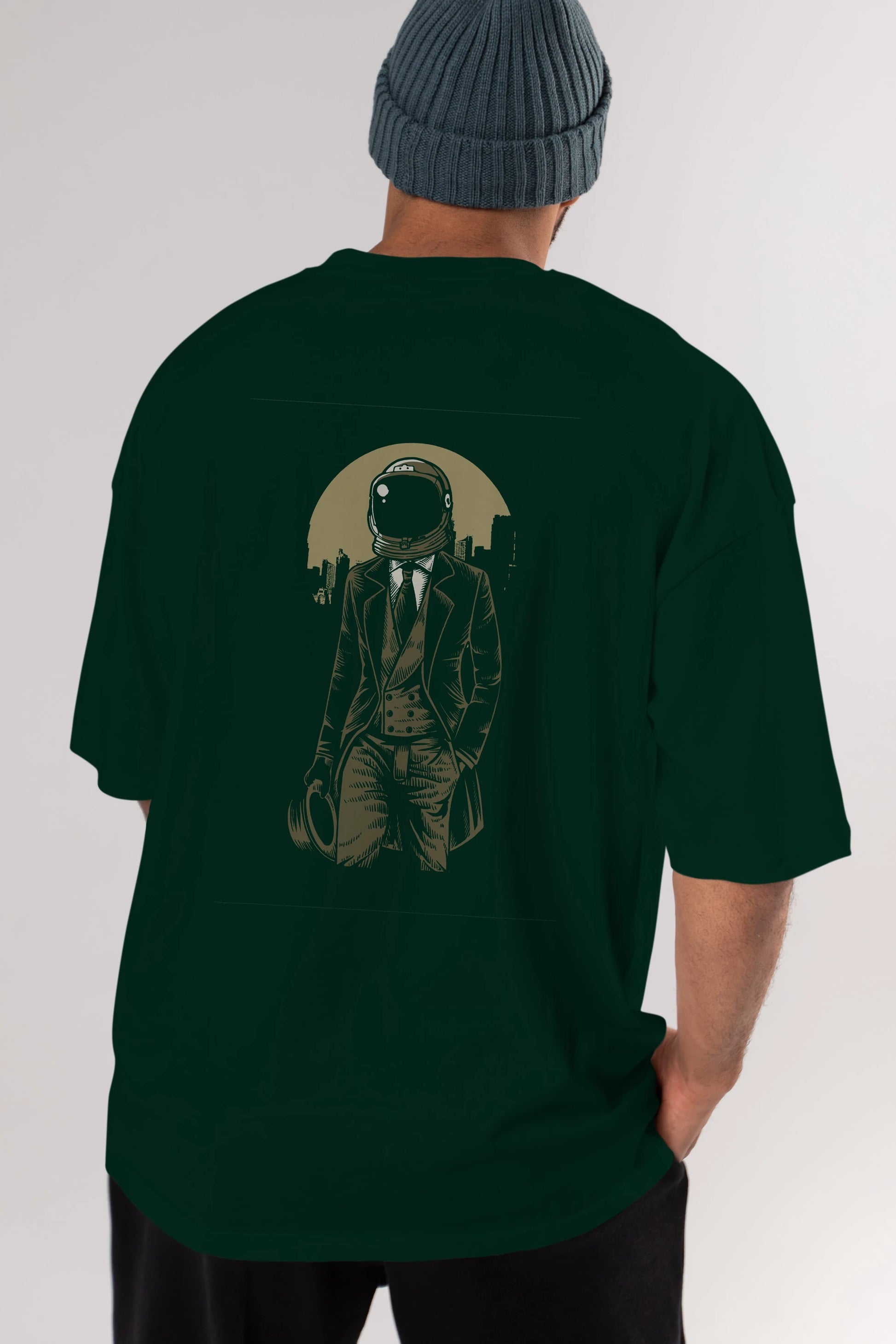 Classic Astronaut Arka Baskılı Oversize t-shirt Erkek Kadın Unisex %100 Pamuk