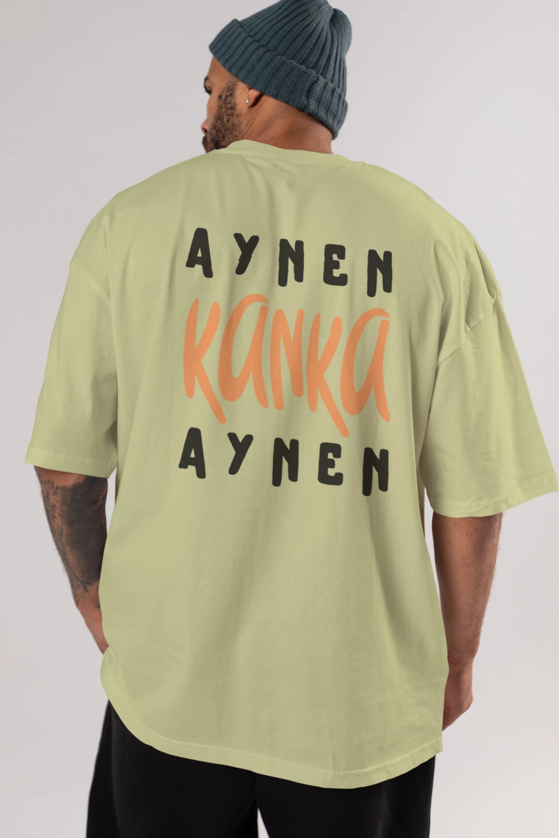Aynen Kanka Aynen Yazılı Arka Baskılı Oversize t-shirt Erkek Kadın Unisex