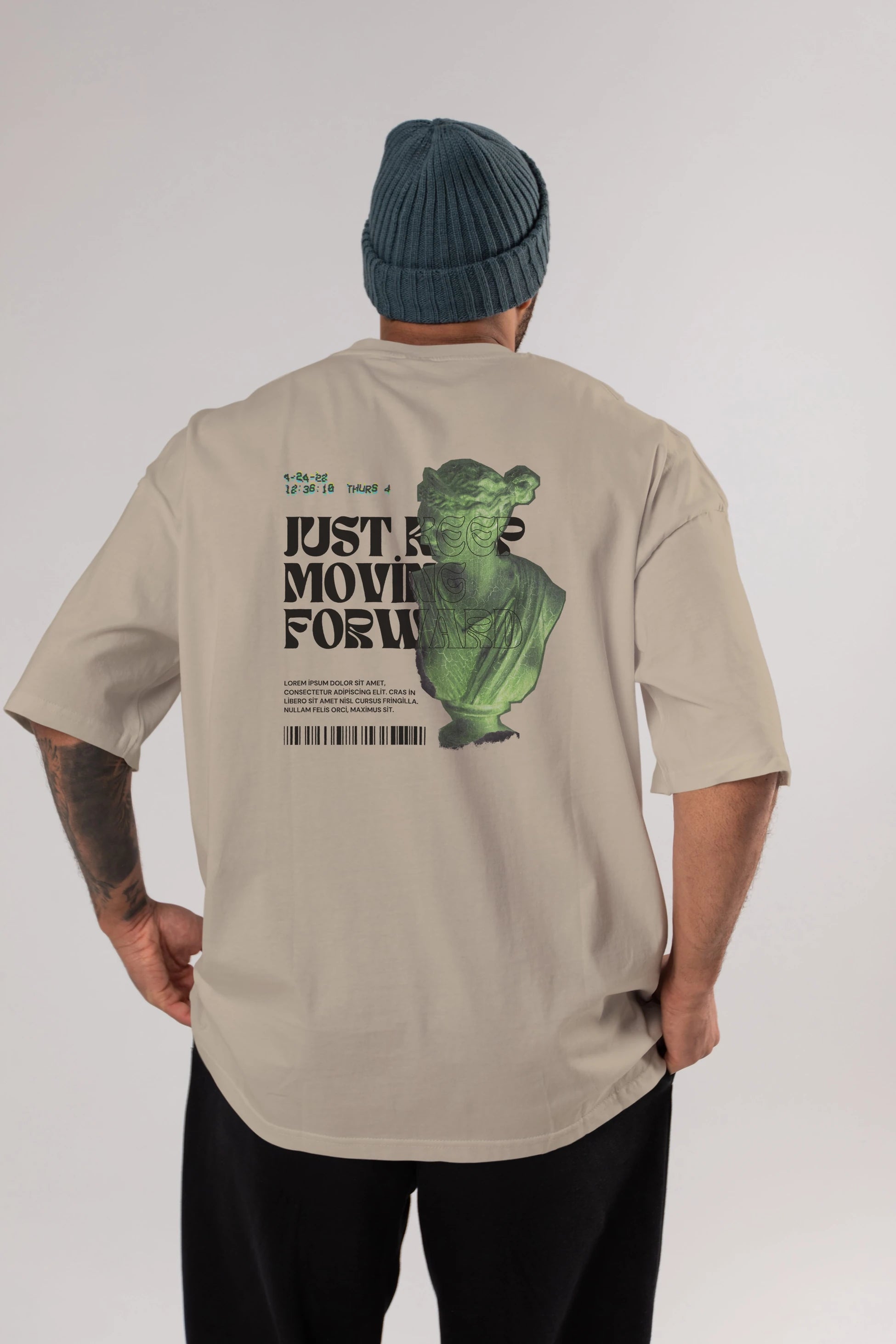 Just Keep Moving Forward Yazılı Arka Baskılı Oversize t-shirt Erkek Kadın Unisex