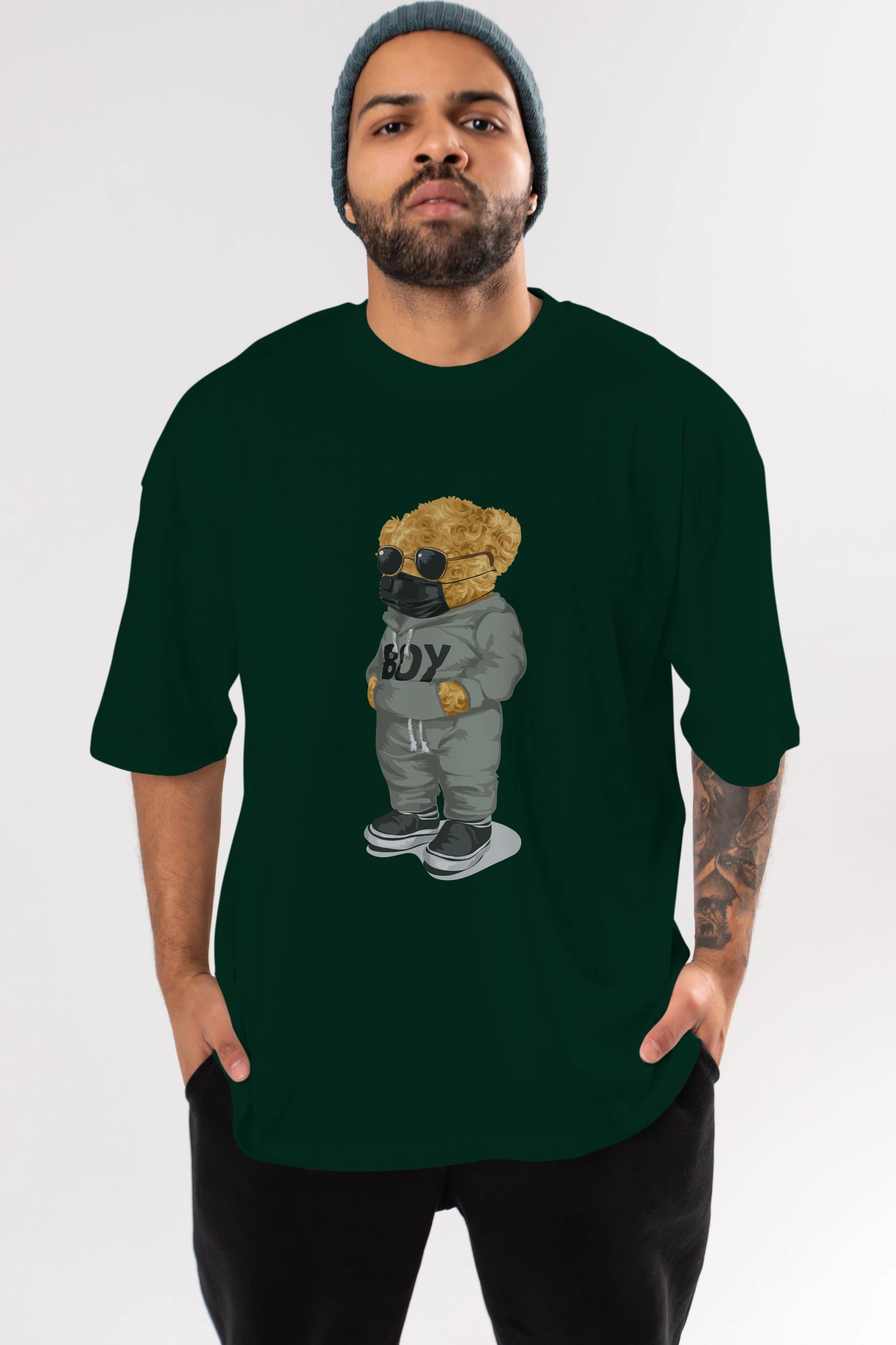 Teddy Bear Boy Ön Baskılı Oversize t-shirt Erkek Kadın Unisex %100 Pamuk