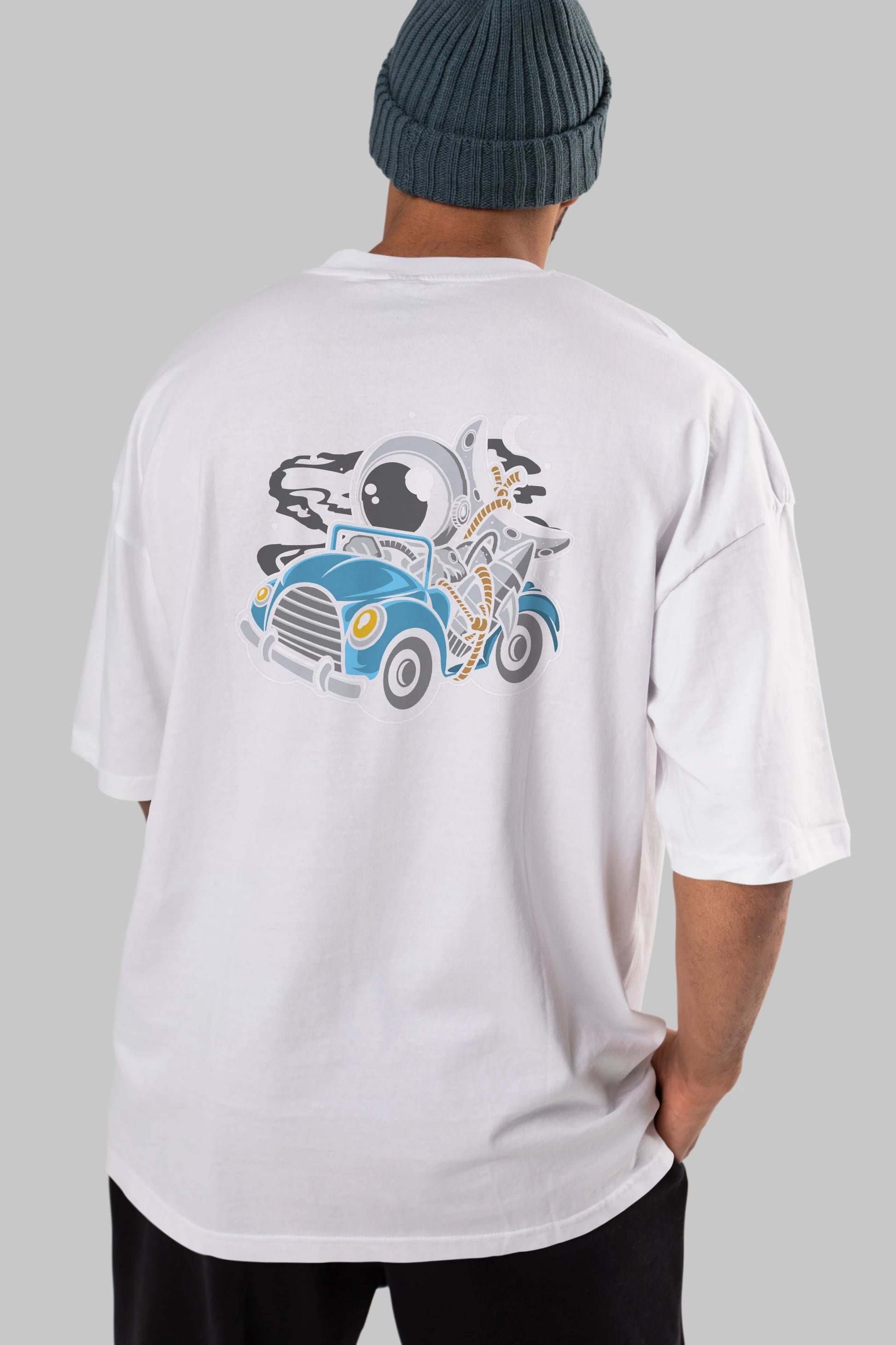Astronaut Journey Arka Baskılı Oversize t-shirt Erkek Kadın Unisex