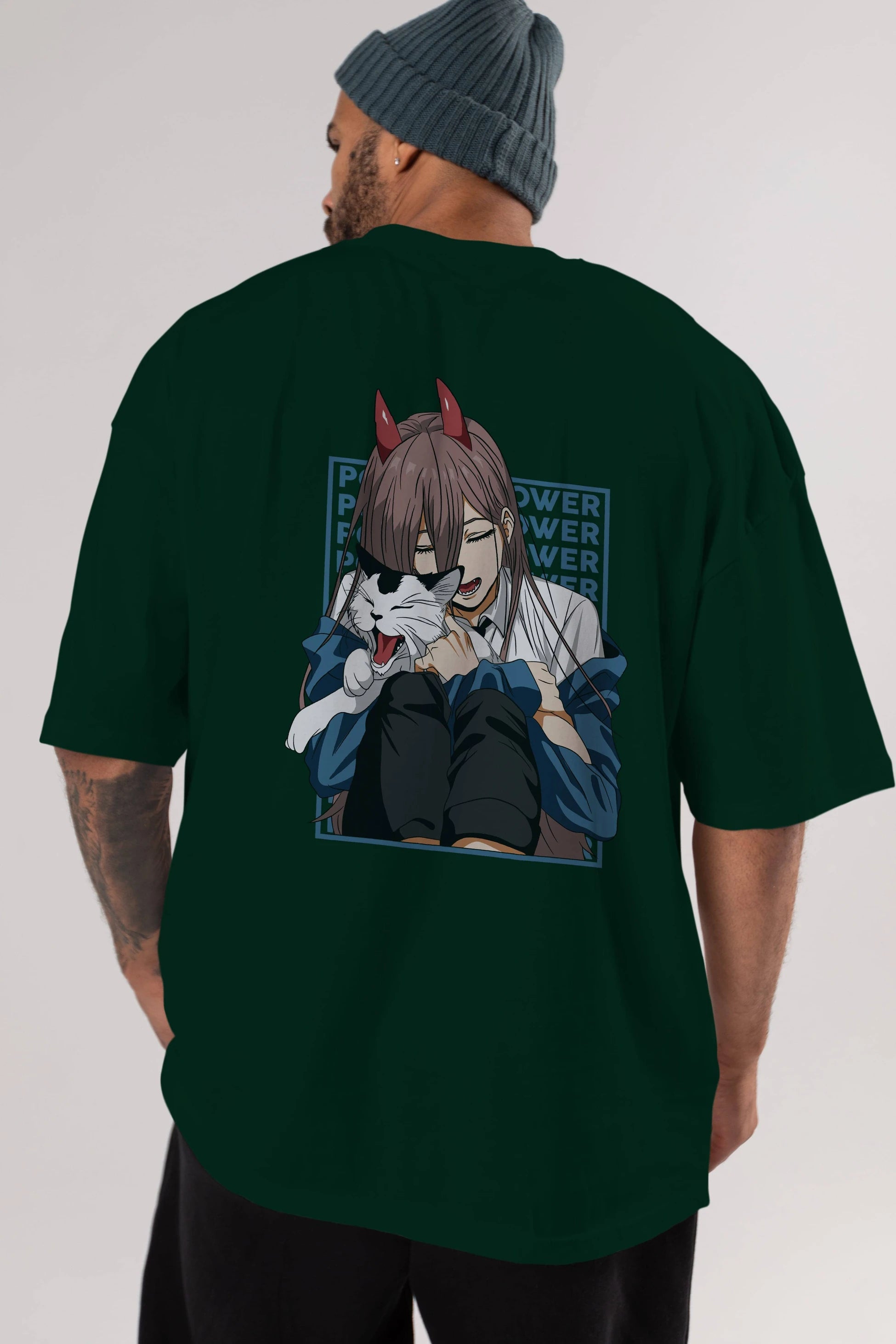 POWER CHAINSAWMAN Anime Arka Baskılı Oversize t-shirt Erkek Kadın Unisex