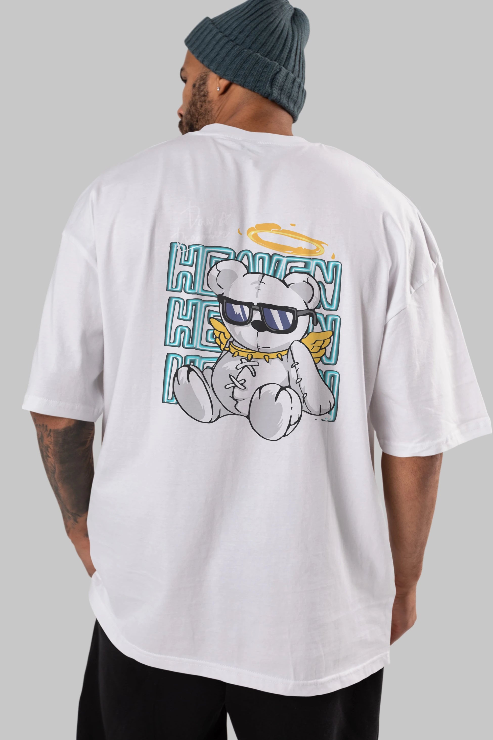 Heaven Bear Arka Baskılı Oversize t-shirt Erkek Kadın Unisex