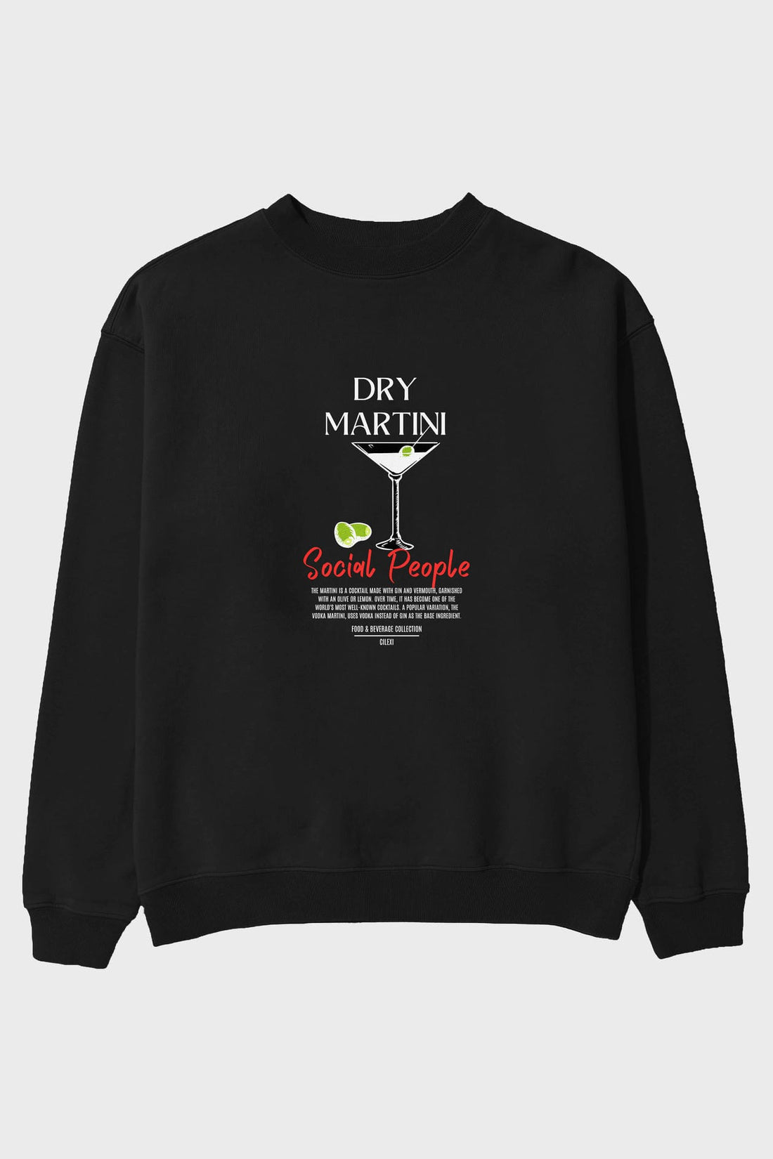 Dry Martini ön Baskılı Oversize Sweatshirt Erkek Kadın Unisex