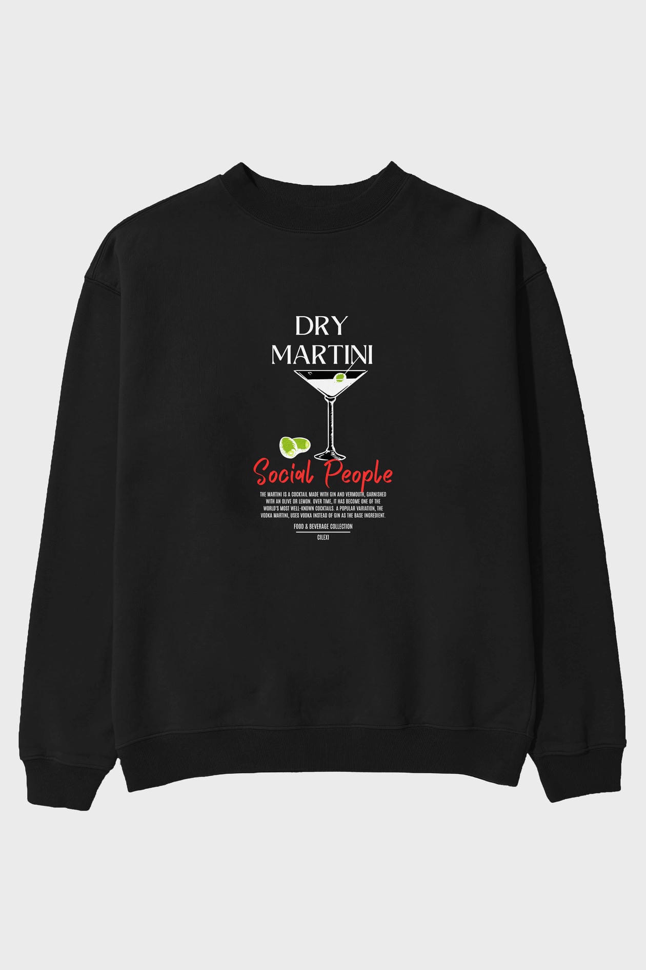 Dry Martini ön Baskılı Oversize Sweatshirt Erkek Kadın Unisex