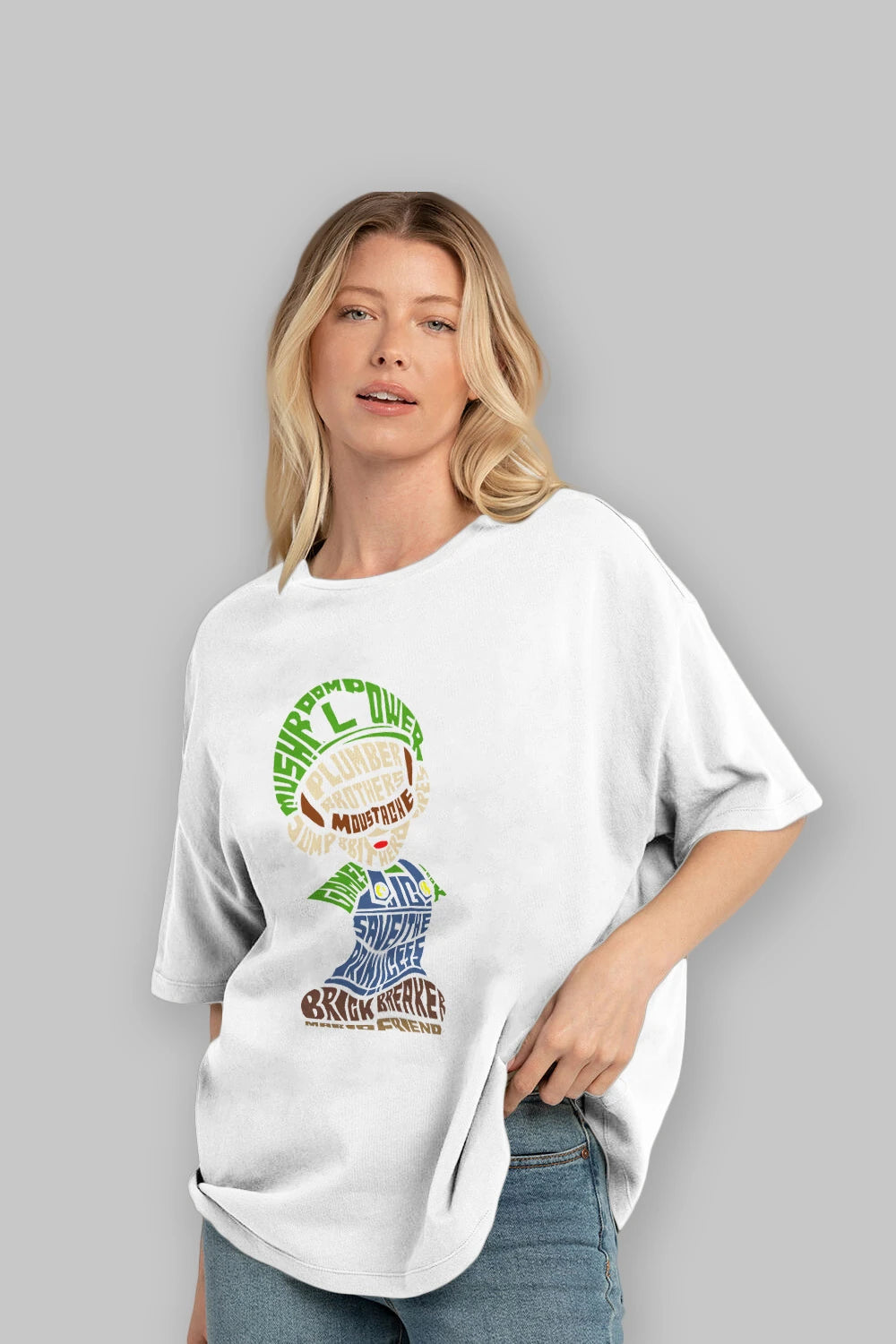 Plumber Brothers Ön Baskılı Oversize t-shirt %100 pamuk Erkek Kadın Unisex
