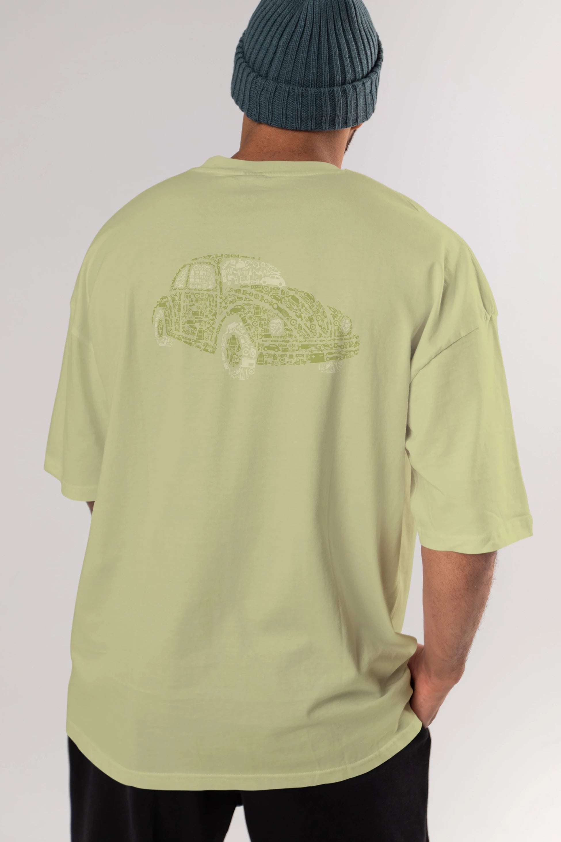 Beetle Arka Baskılı Oversize t-shirt %100 pamuk Erkek Kadın Unisex