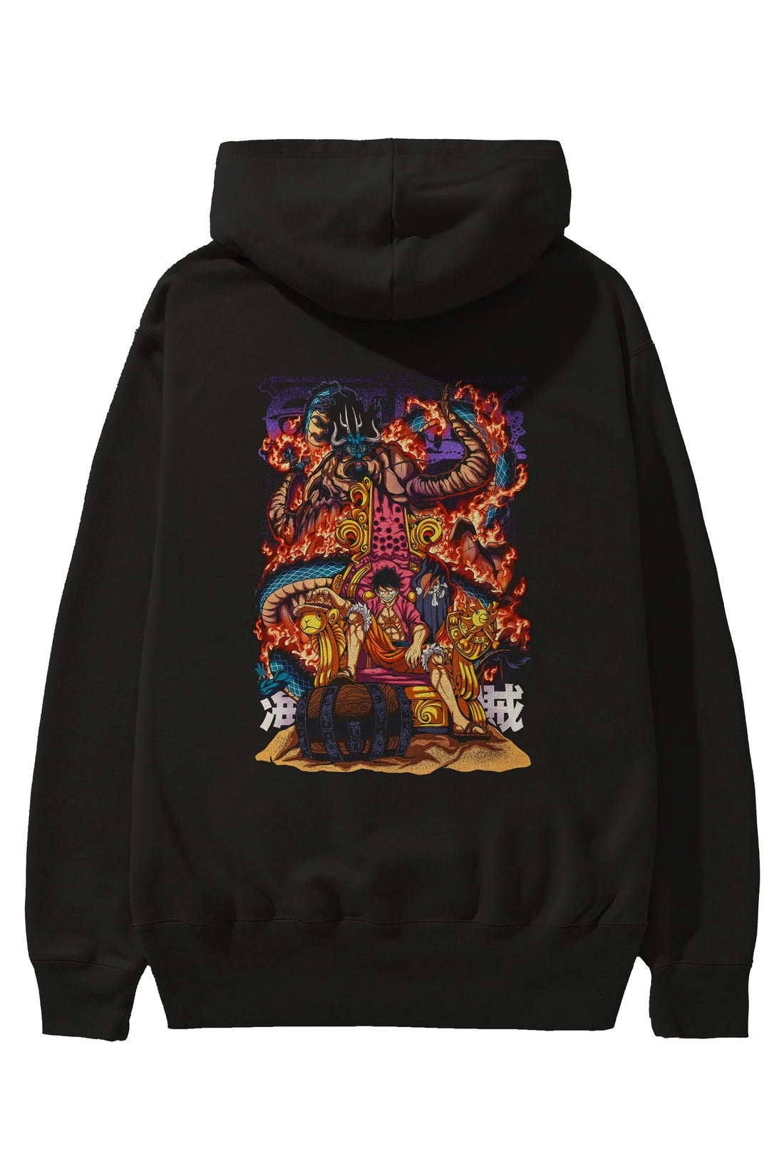 MONKEY D. LUFFY 1 Anime Arka Baskılı Hoodie Oversize Kapüşonlu Sweatshirt Erkek Kadın Unisex