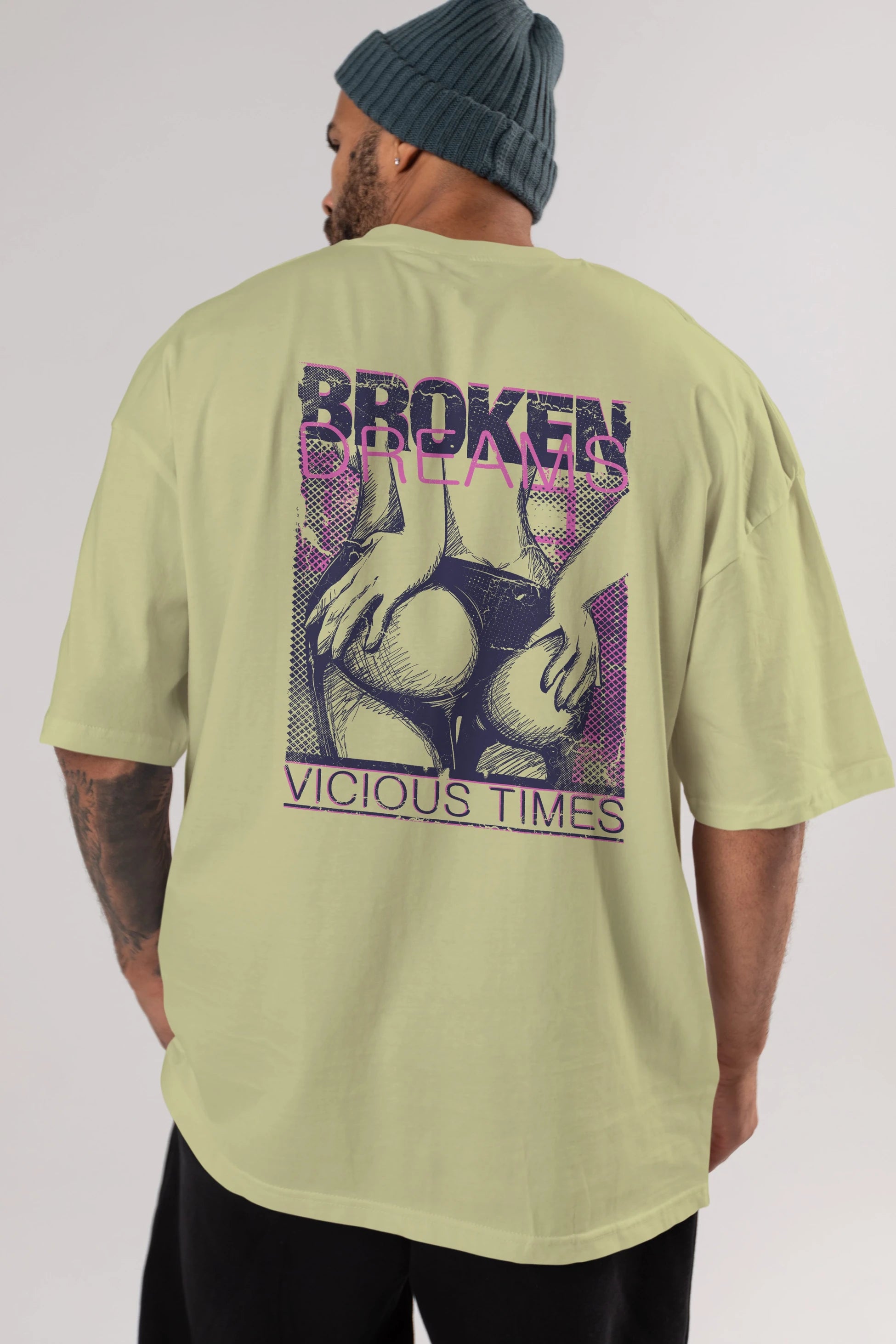Broken Dreams Arka Baskılı Oversize t-shirt Erkek Kadın Unisex