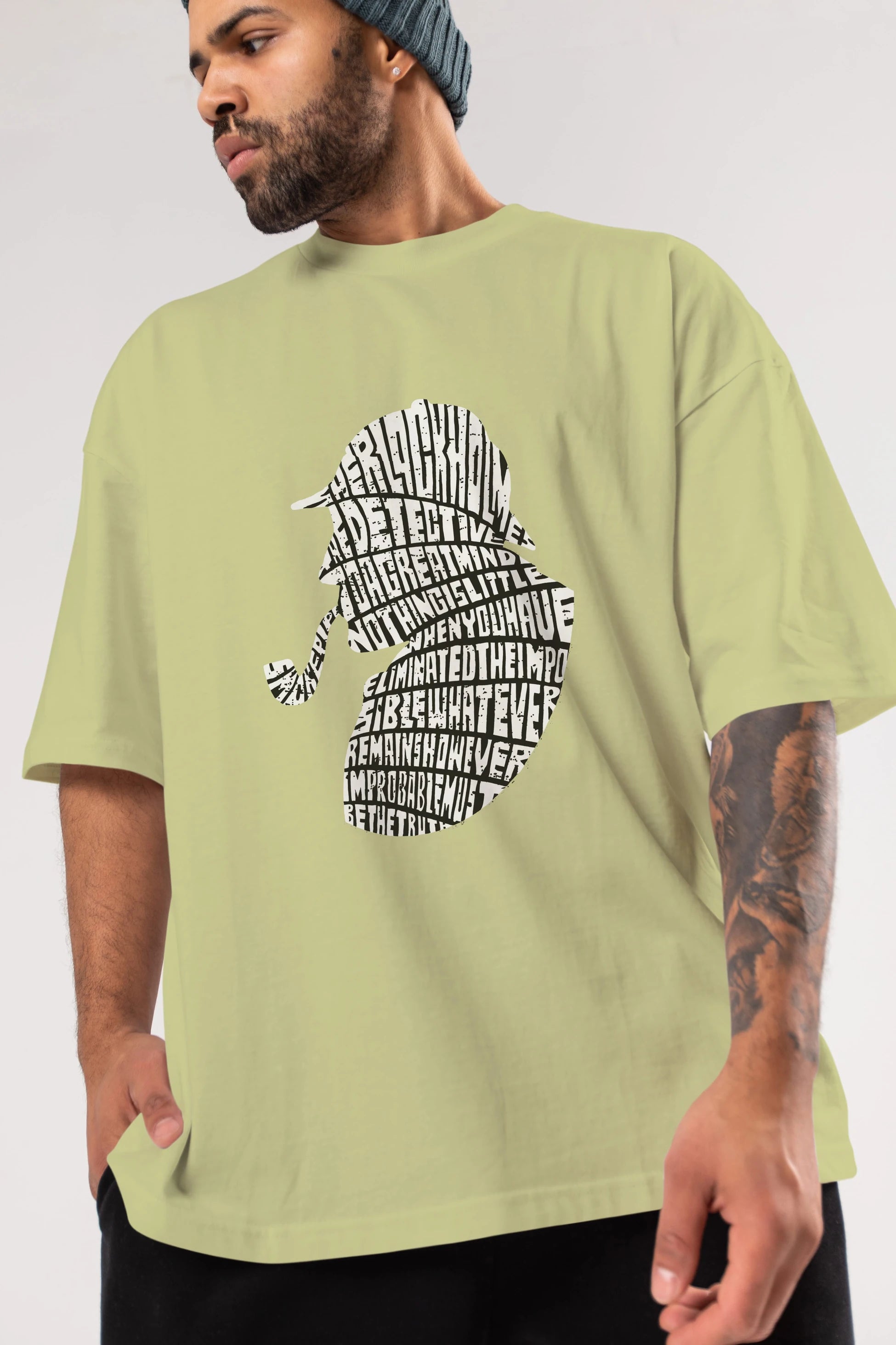 Holmes Ön Baskılı Oversize t-shirt %100 pamuk Erkek Kadın Unisex