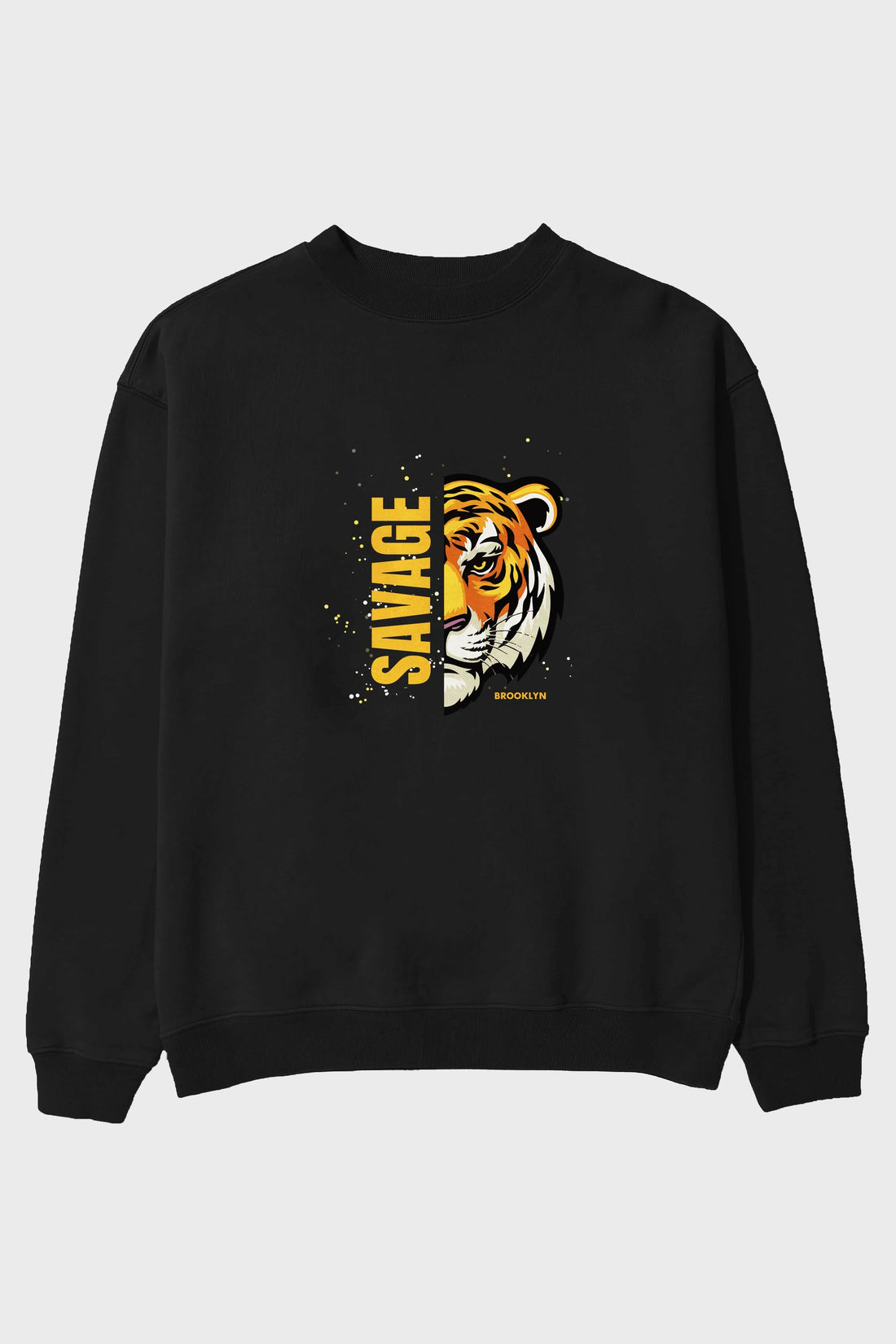 Savage Brooklyn Yazılı Ön Baskılı Oversize Sweatshirt Erkek Kadın Unisex