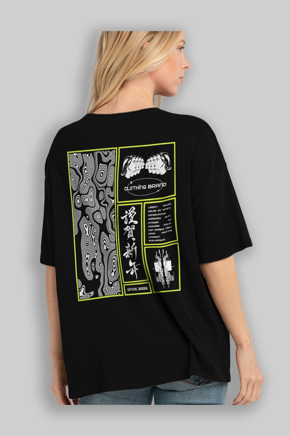 Neon Japanese Streetwear Arka Baskılı Oversize t-shirt Erkek Kadın Unisex