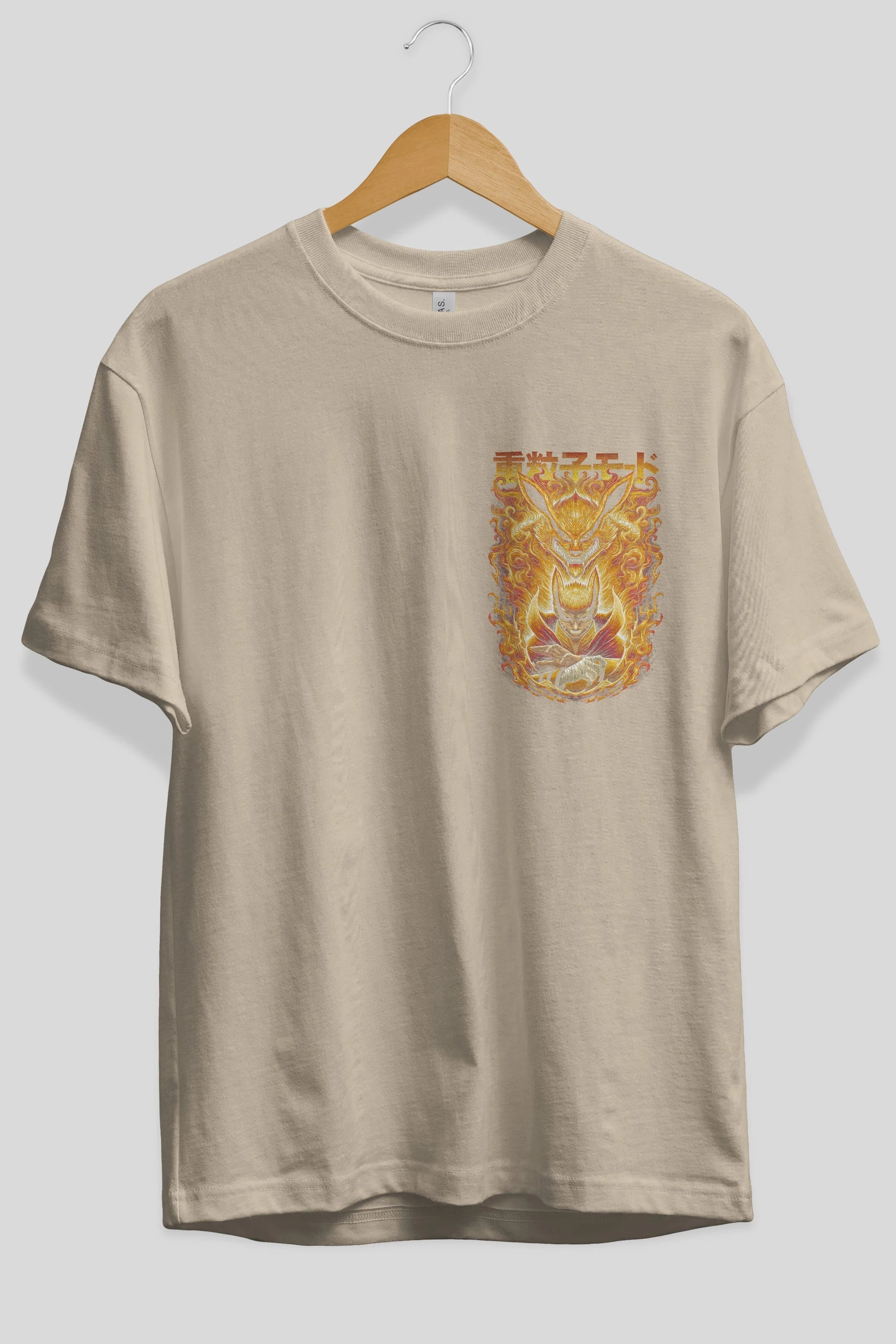 NARUTO KYUUBI 1 Ön Sol Baskılı Oversize t-shirt Erkek Kadın Unisex %100 Pamuk Bisiklet Yaka tişort