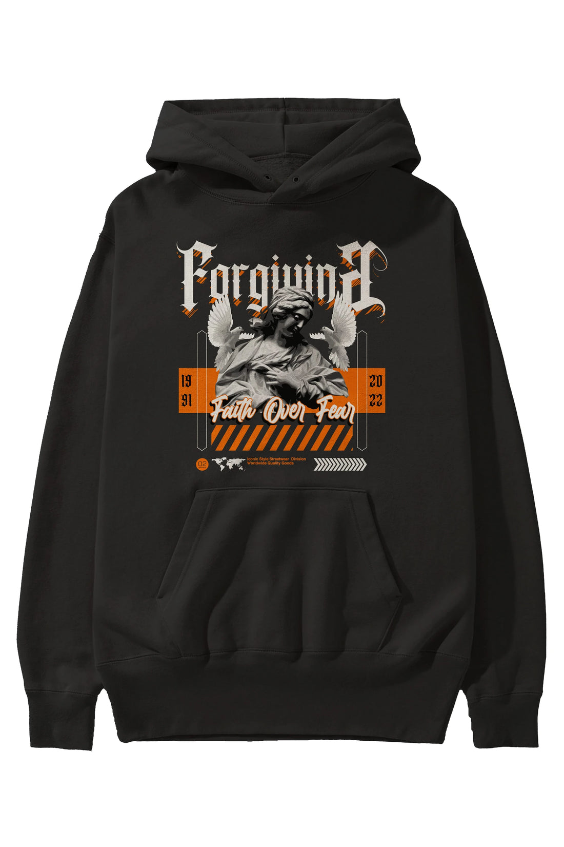 Faith Over Fear 2 Ön Baskılı Hoodie Oversize Kapüşonlu Sweatshirt Erkek Kadın Unisex
